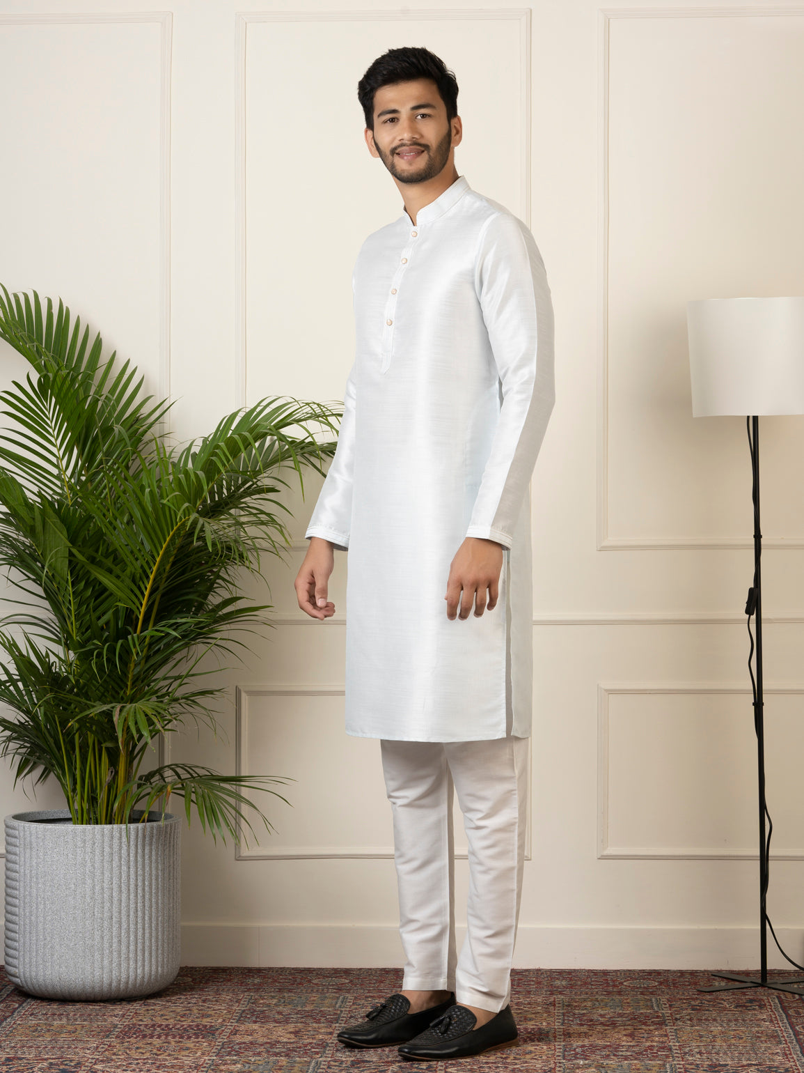 Sky Blue Embroidered Jacket Kurta Set