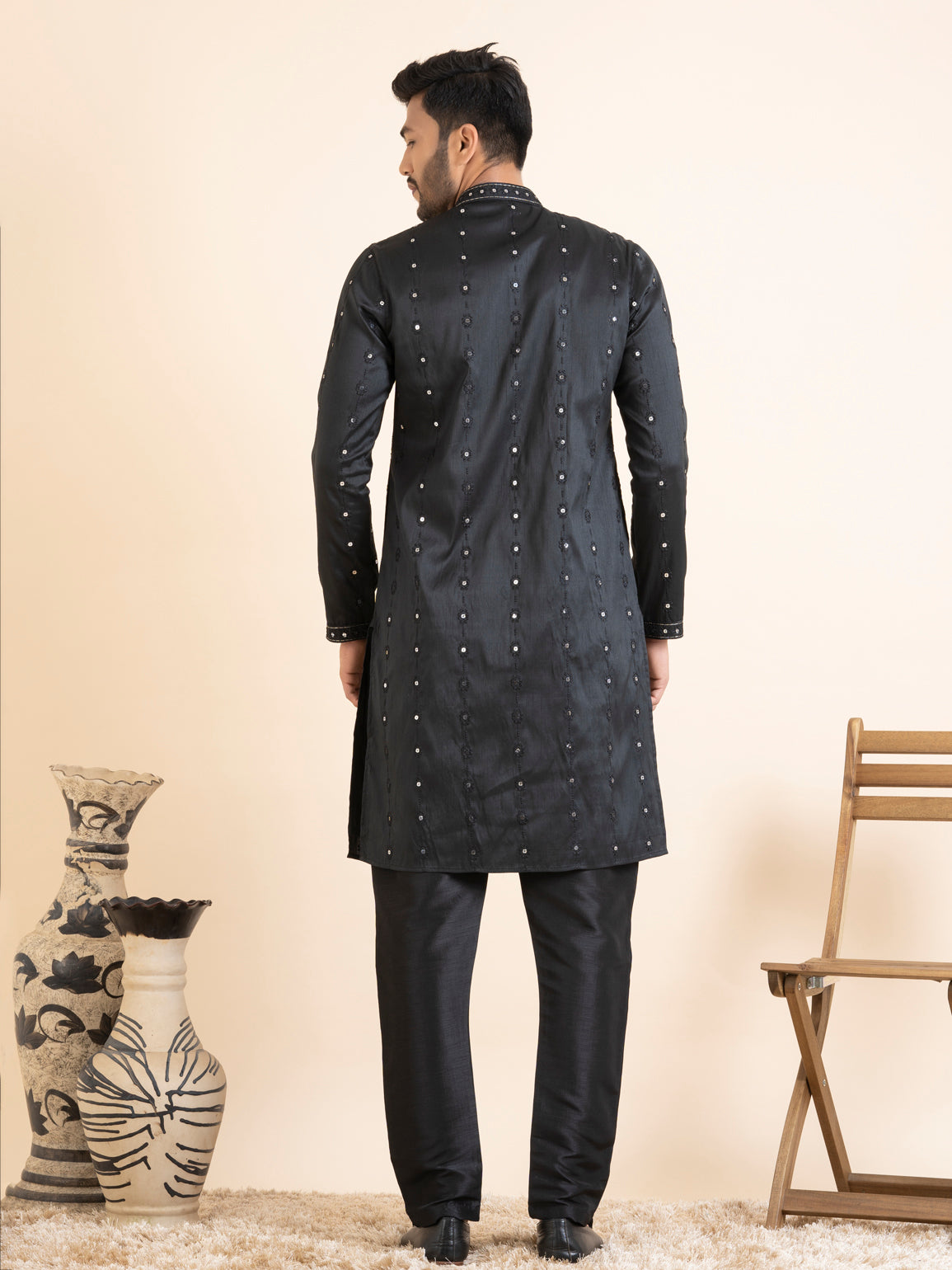 Black Embroidered Kurta Set