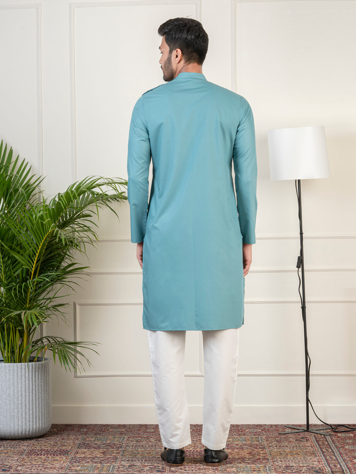 Teal Cotton Kurta Set