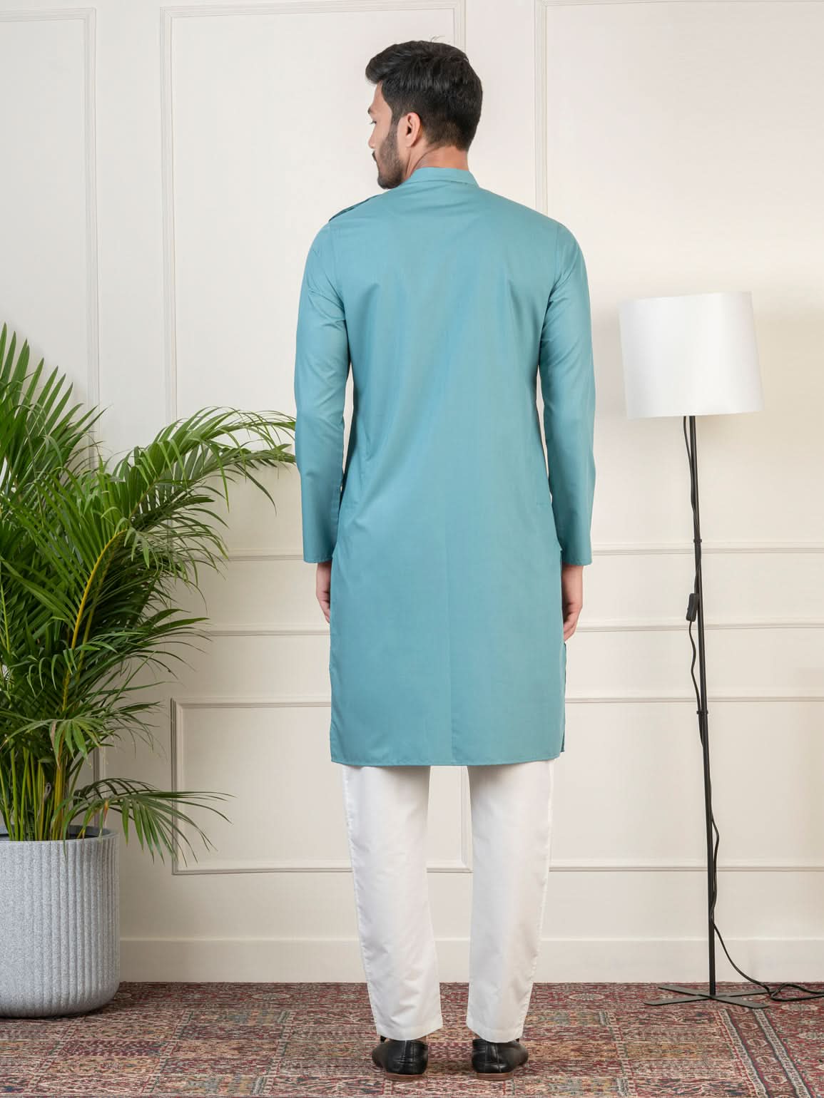 Teal Cotton Kurta Set