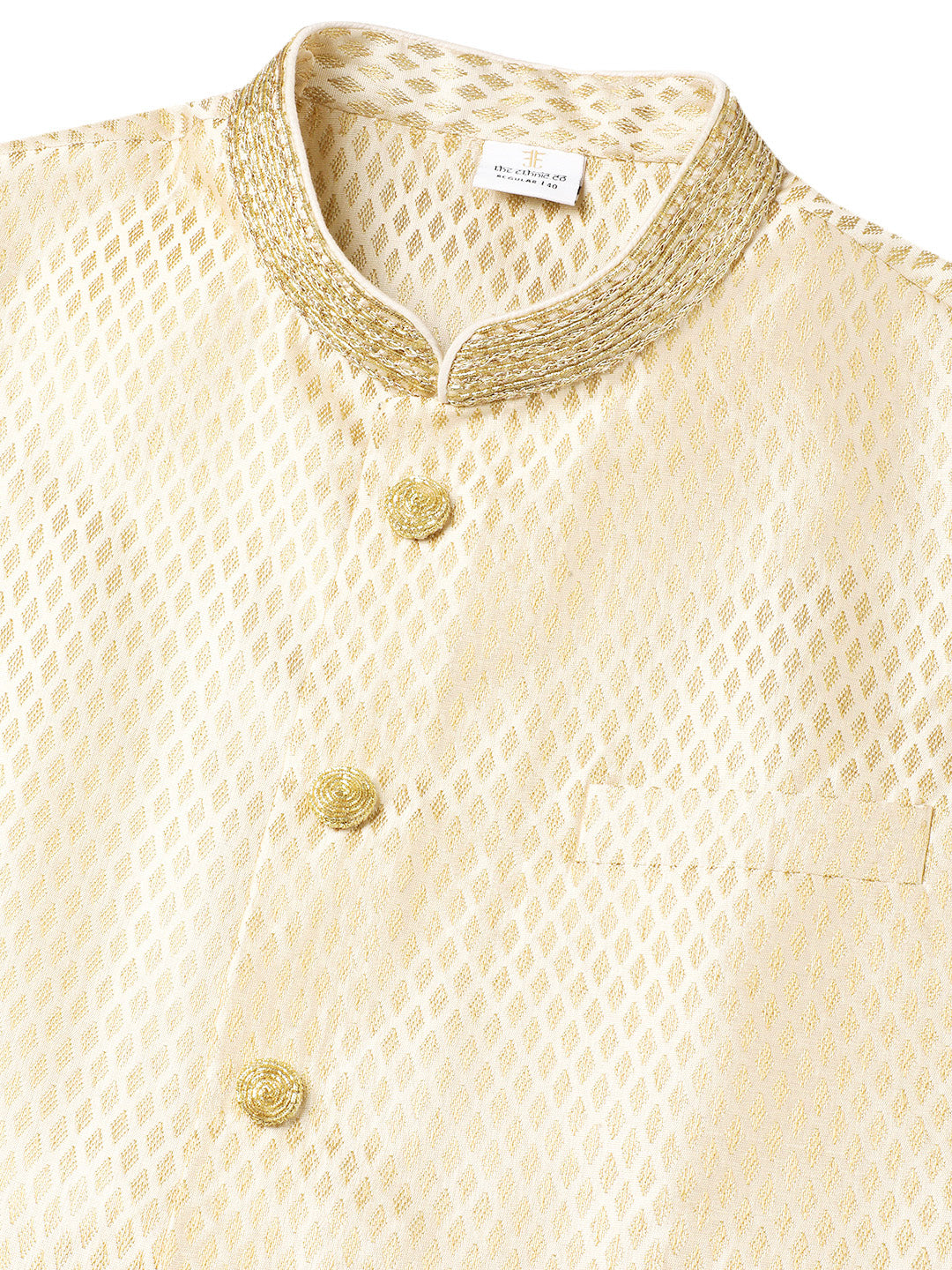Cream Diamond Gold Motif Jacket with Cream Kurta