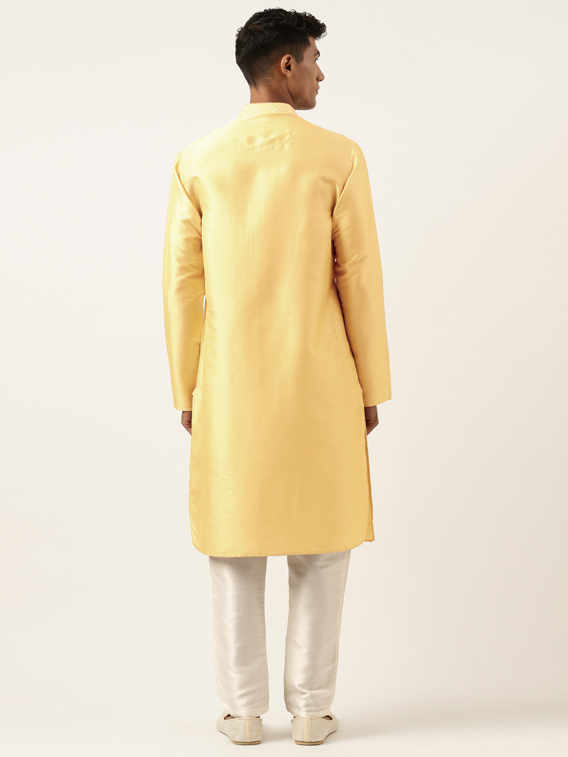Yellow Embroidery Angrakha Kurta Set