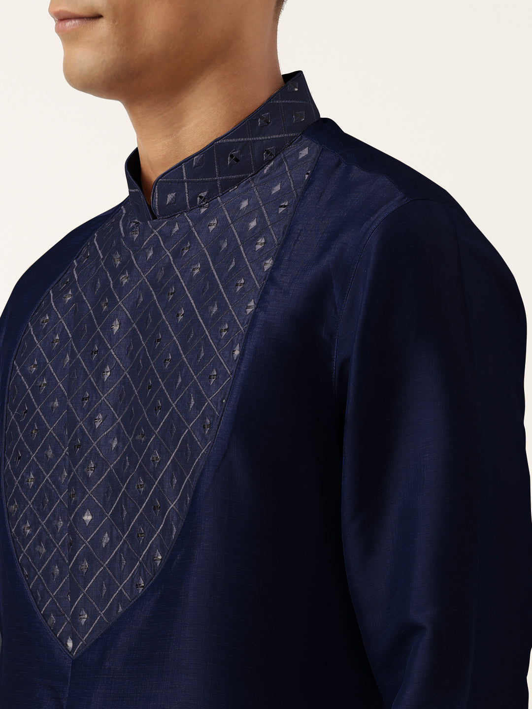 Blue Embroidery Angrakha Kurta Set