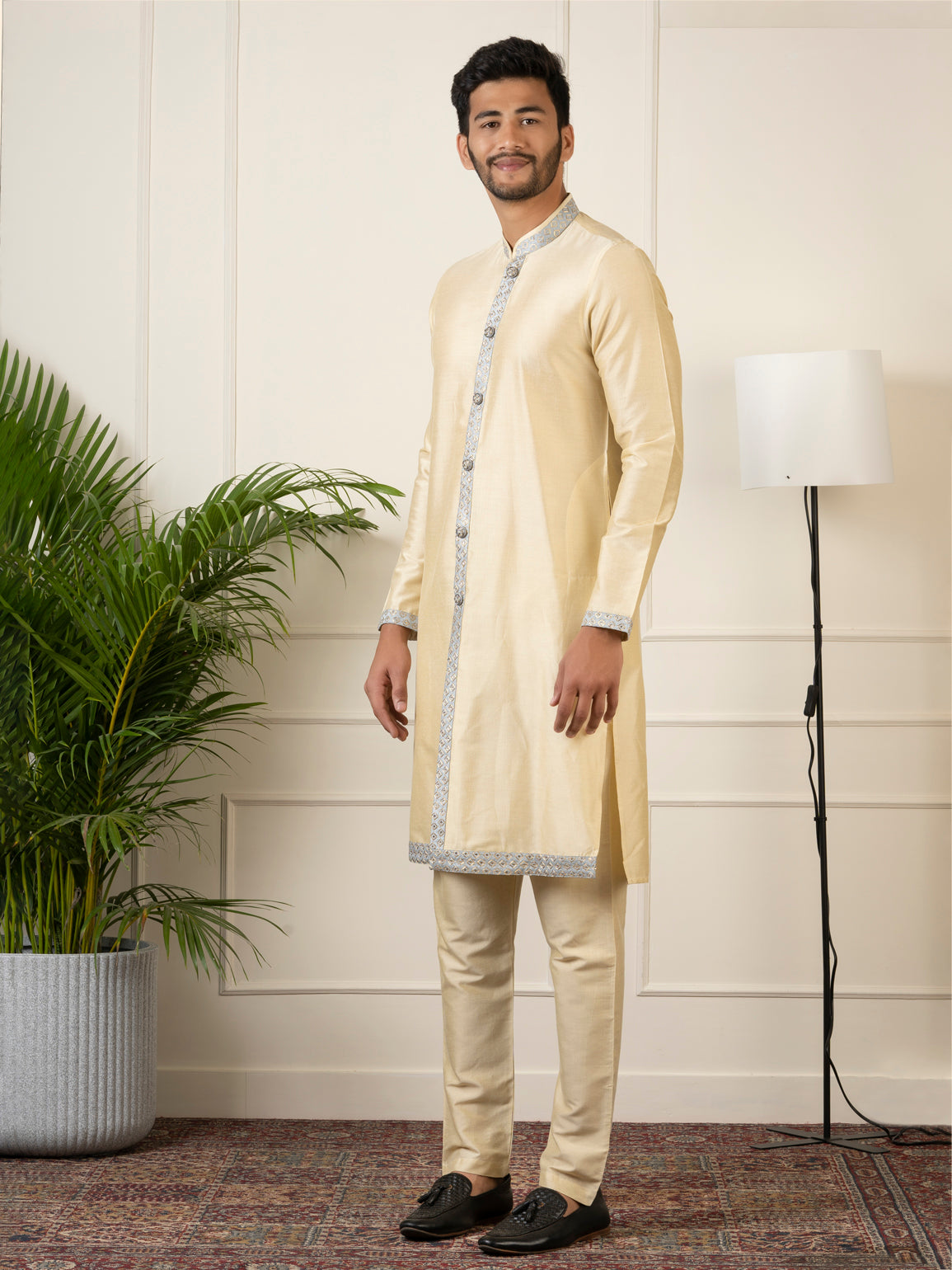 Grey Embroidered Indowestern Set