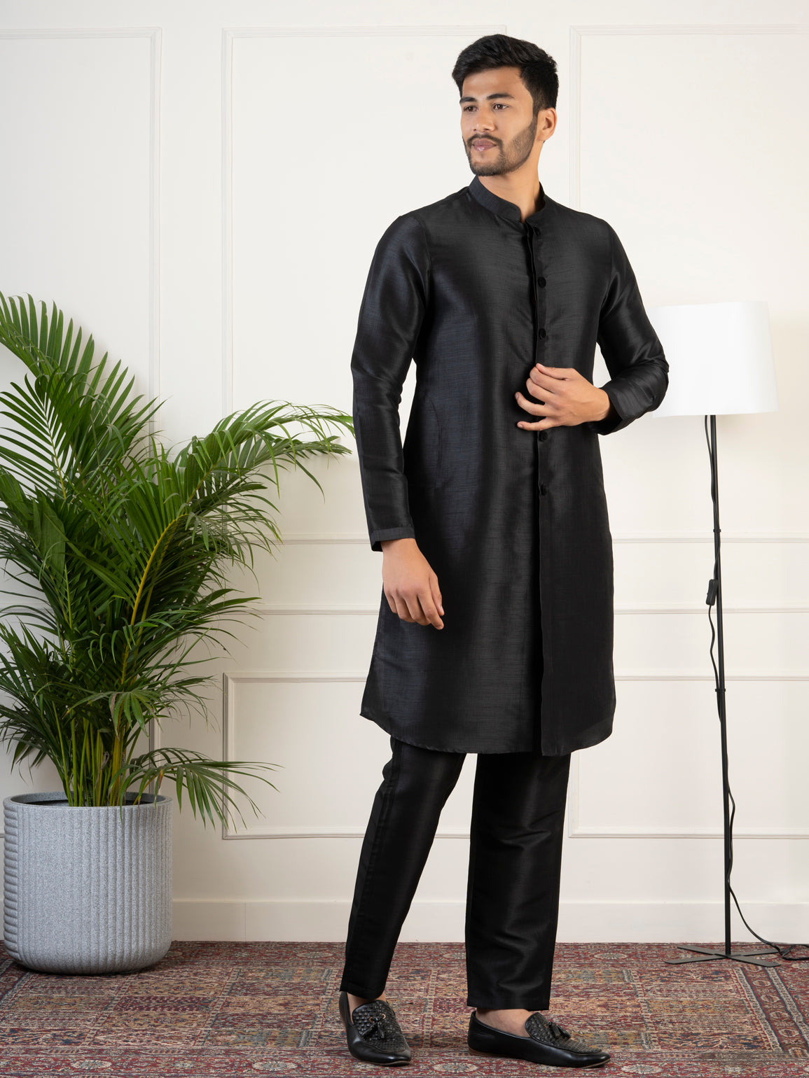 Black Velvet Indowestern Set