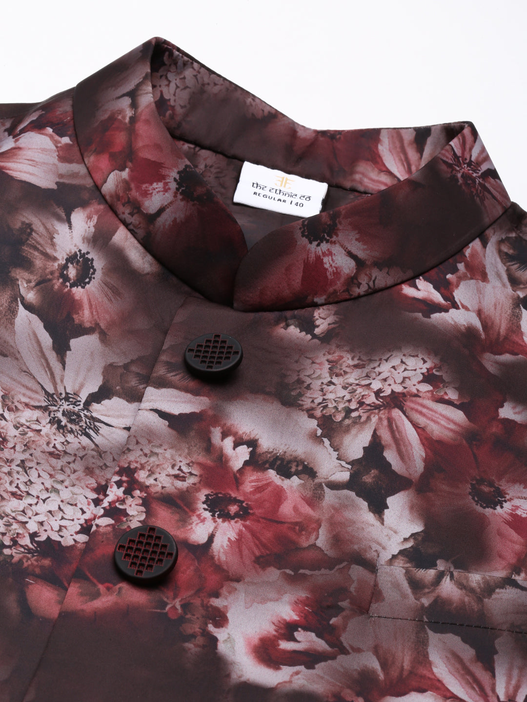 Maroon Floral Jacket With Kurta Set