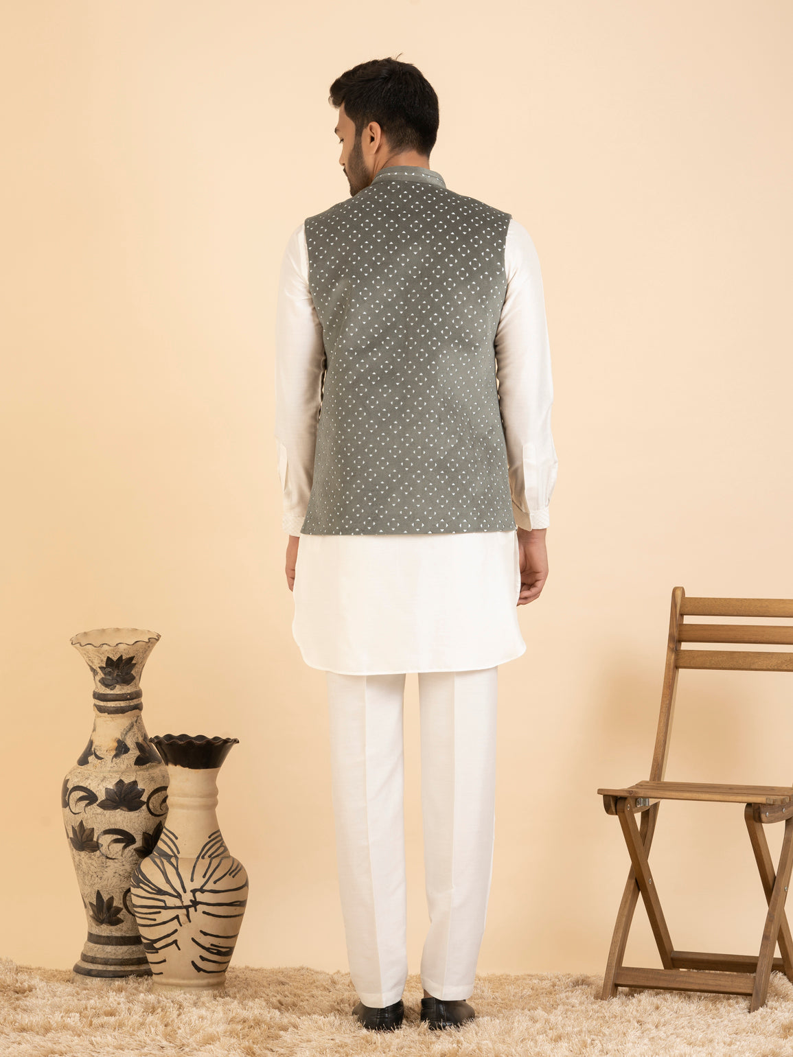 Moleskin velvet Jacket Kurta Set