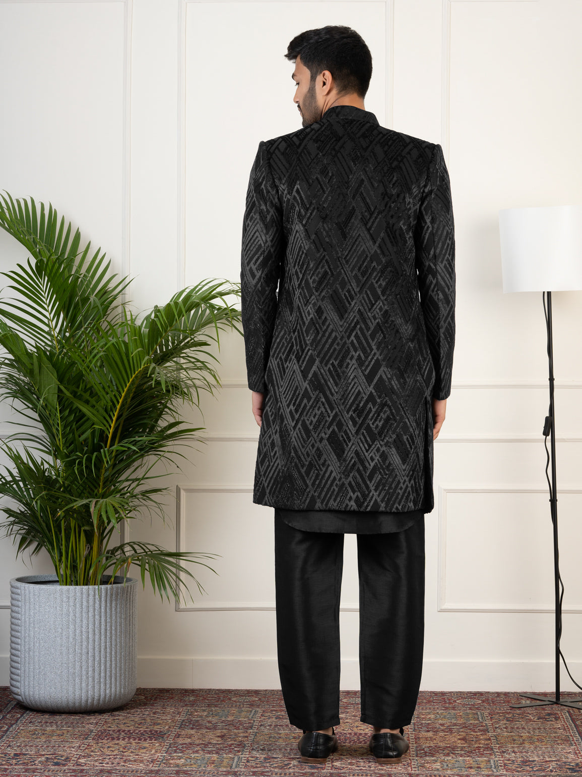 Black Velvet Indowestern Set