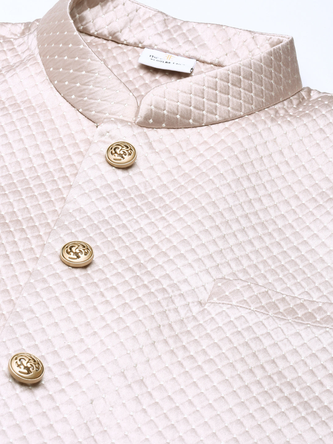 Geometric Textured Premium Jacket with Short Printed Kurta