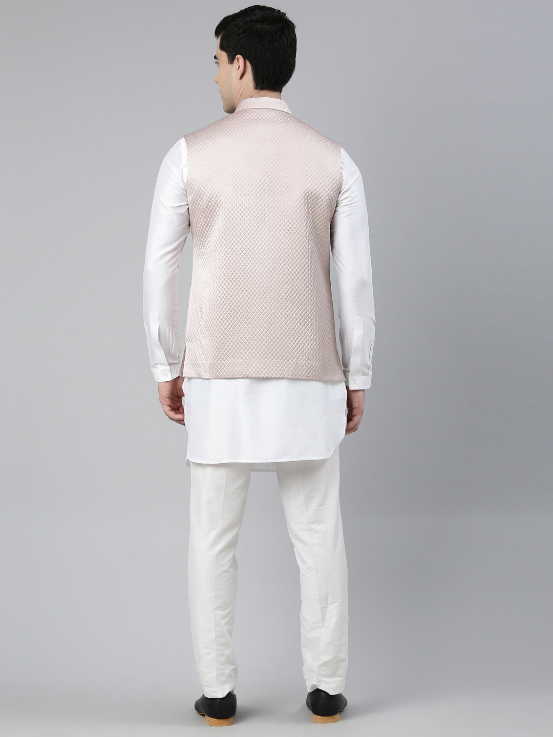 Geometric Textured Premium Jacket with Short Printed Kurta