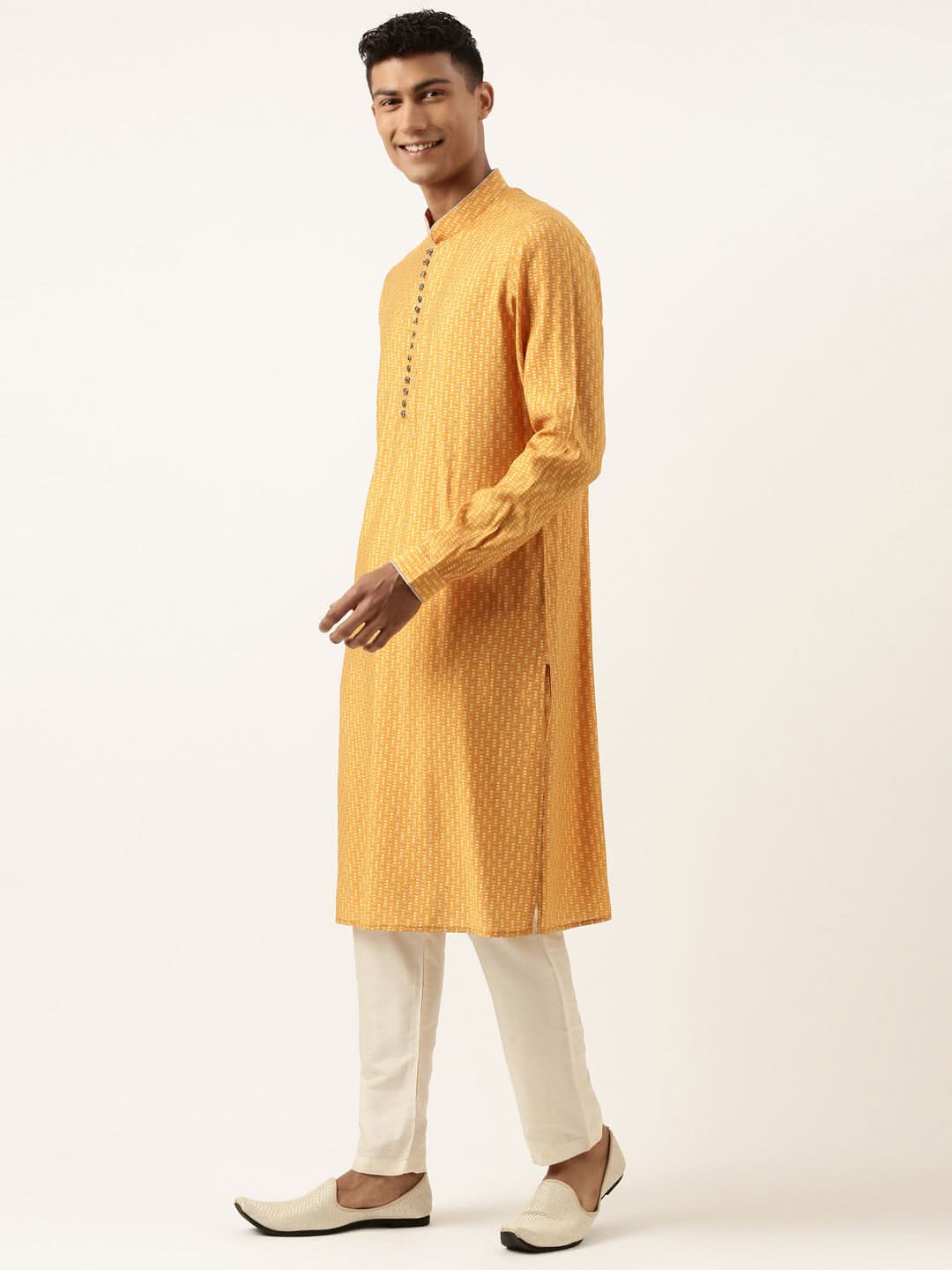Orange Printed Kurta Set