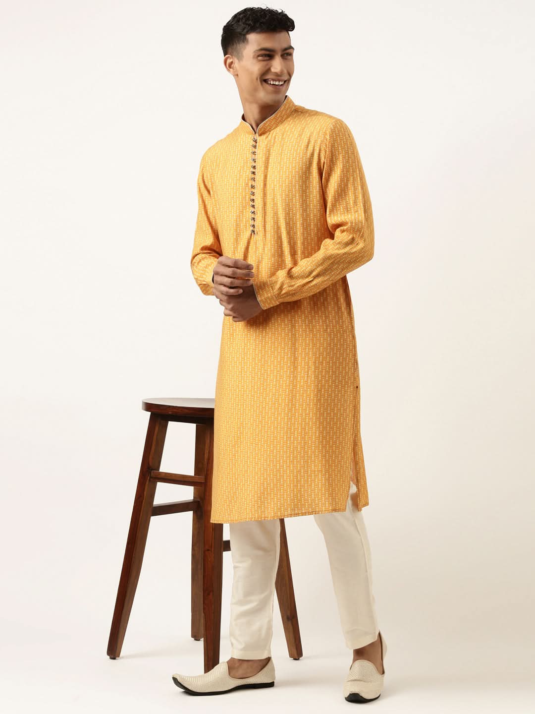 Orange Printed Kurta Set