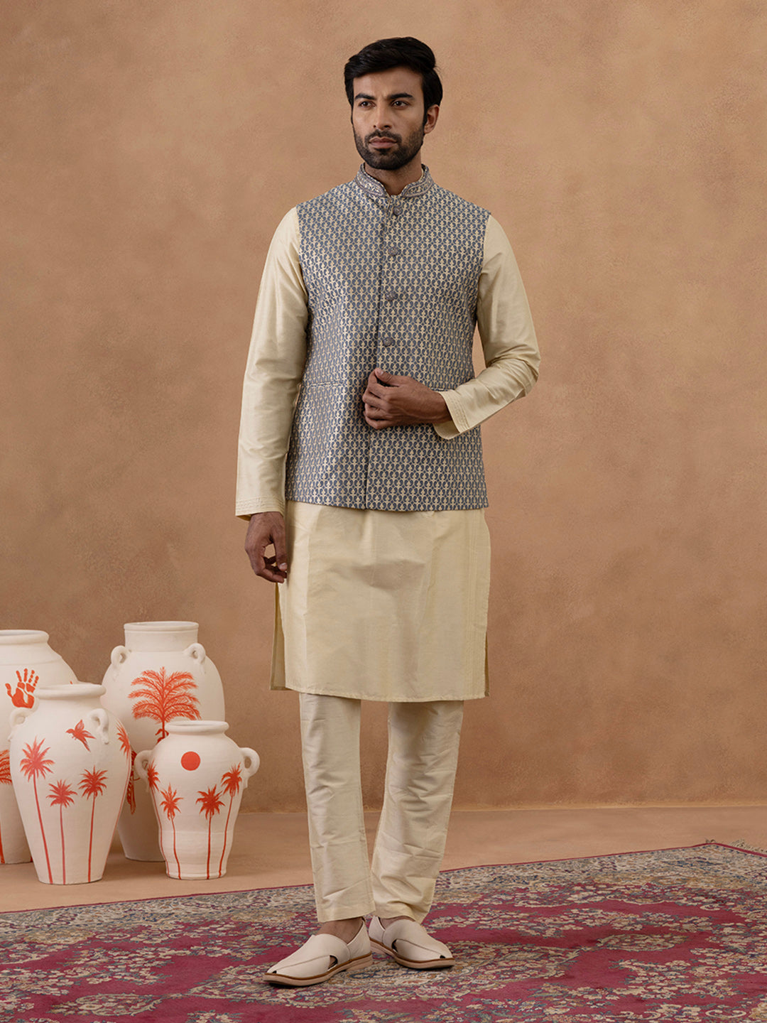 Banarsi Brocade Jacket With Kurta Set