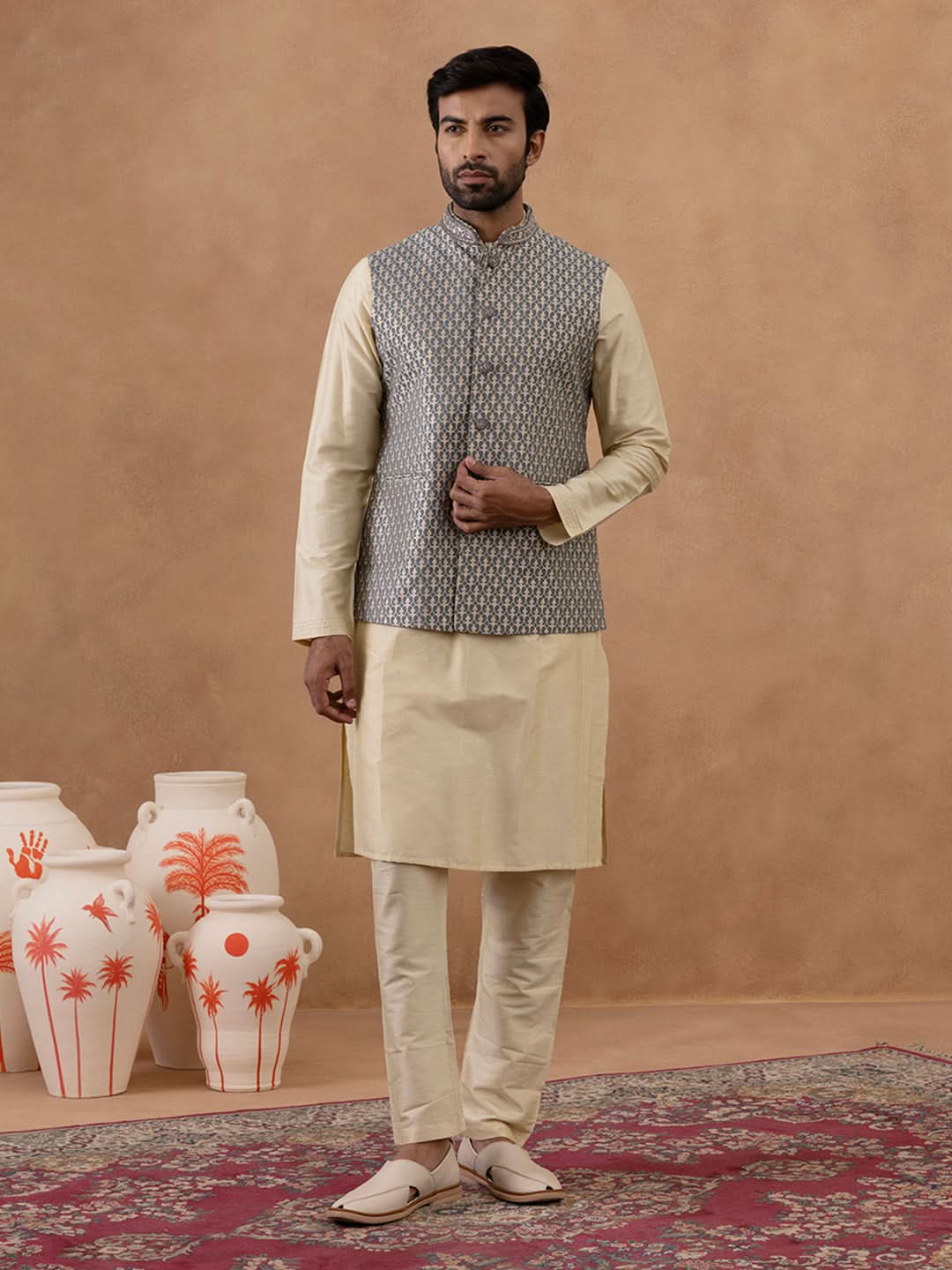 Banarsi Brocade Jacket With Kurta Set