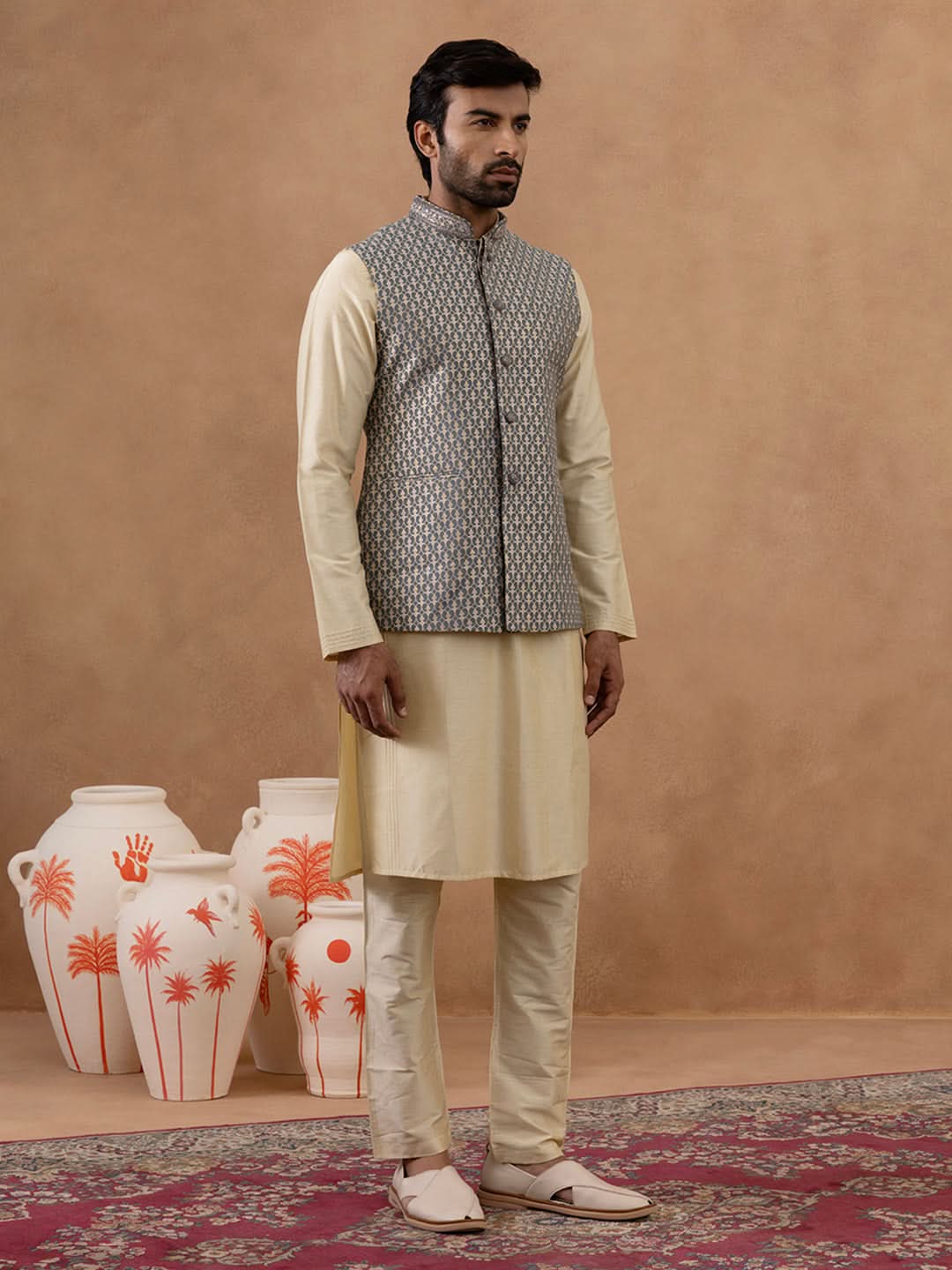 Banarsi Brocade Jacket With Kurta Set