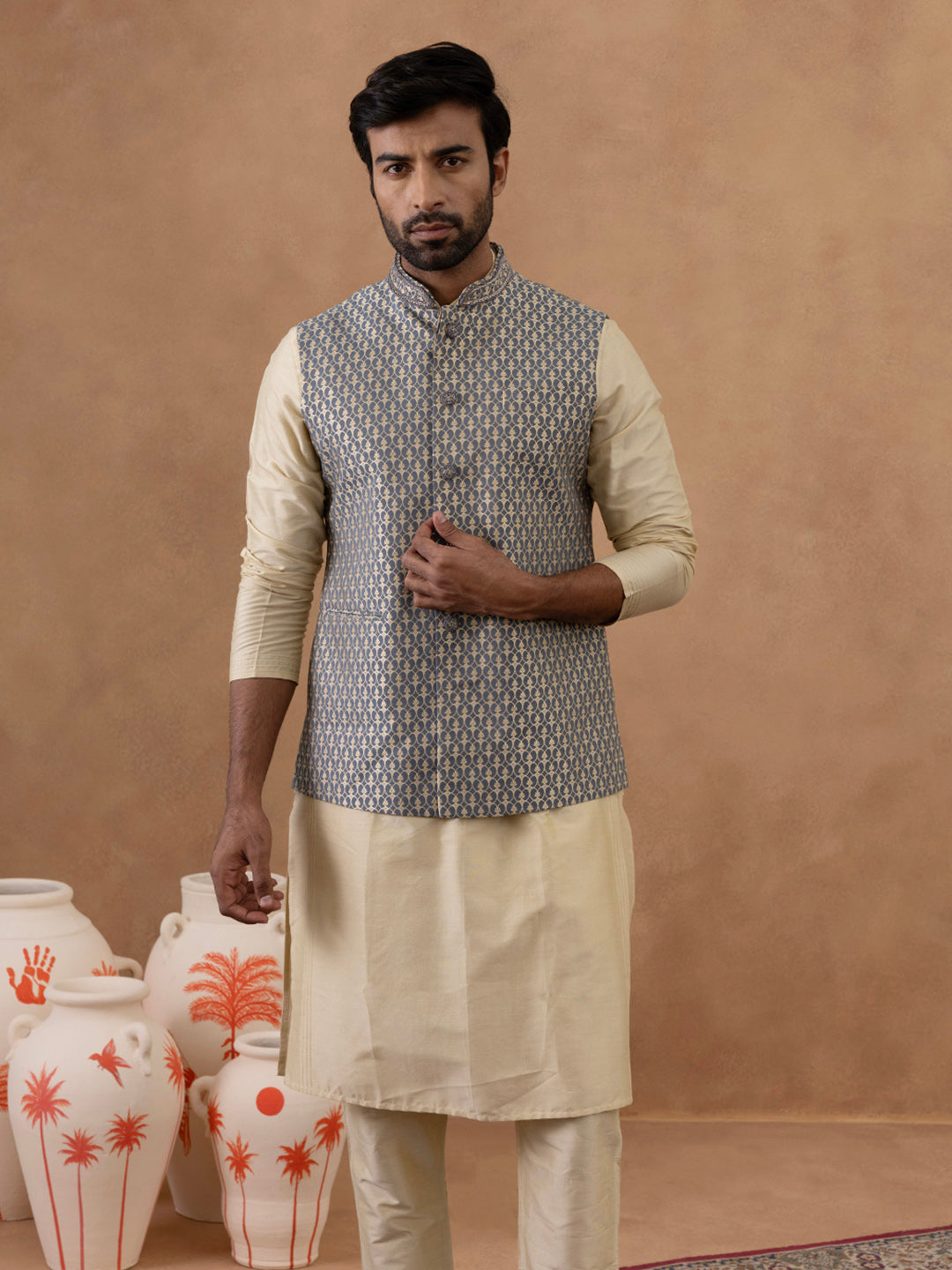 Banarsi Brocade Jacket With Kurta Set
