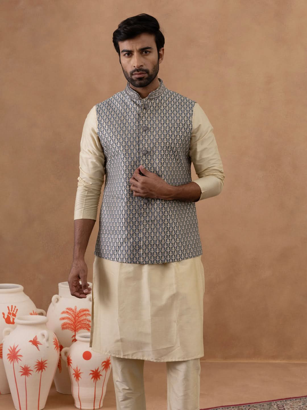 Banarsi Brocade Jacket With Kurta Set