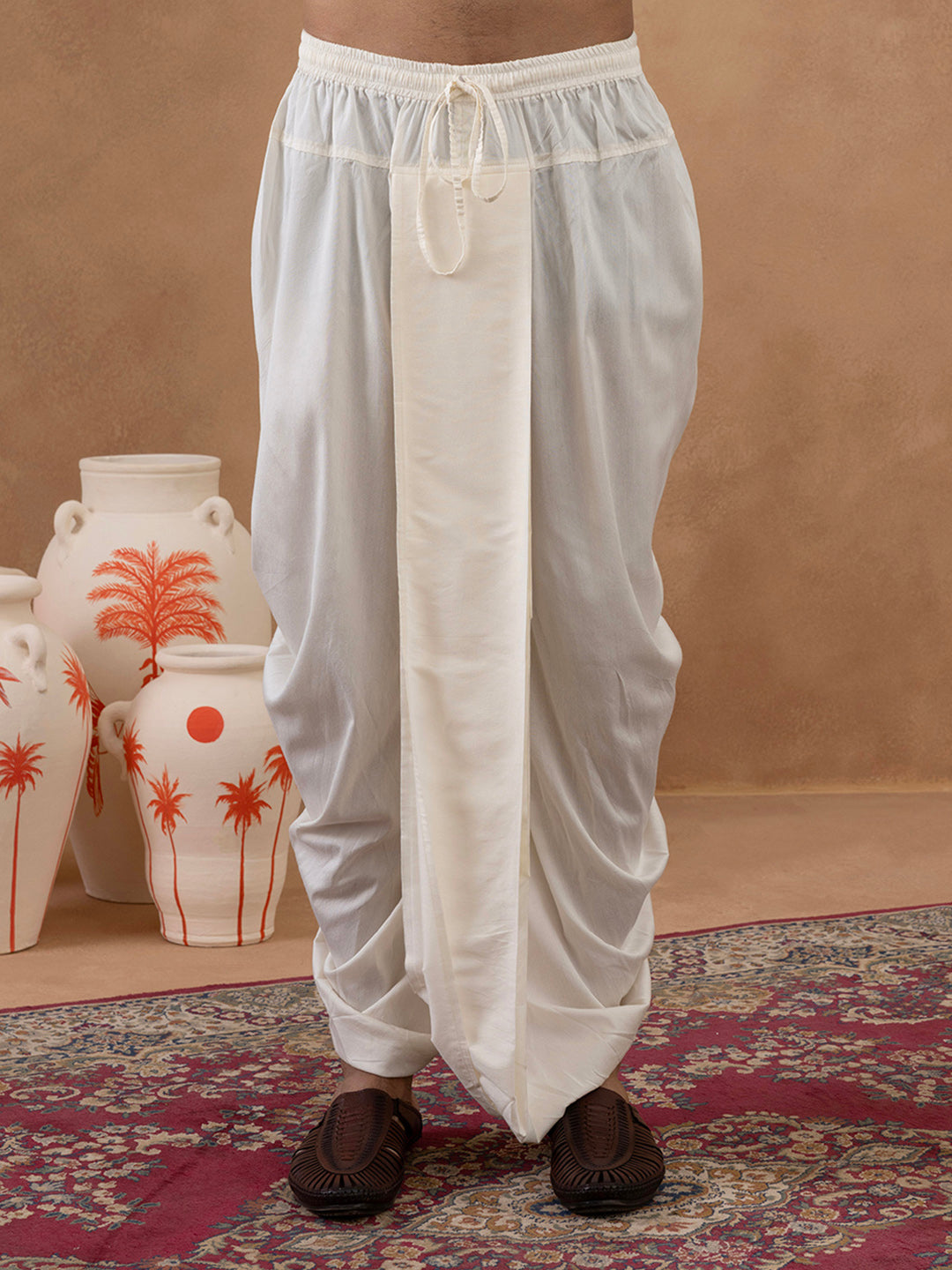 Cream Kurta with Detailed Front Machine Embroidery