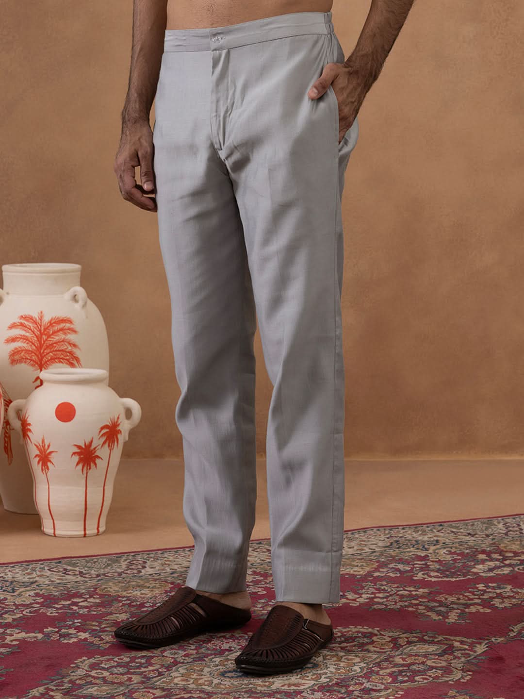 Grey Embroidered Indo-Western Jacket Kurta Set