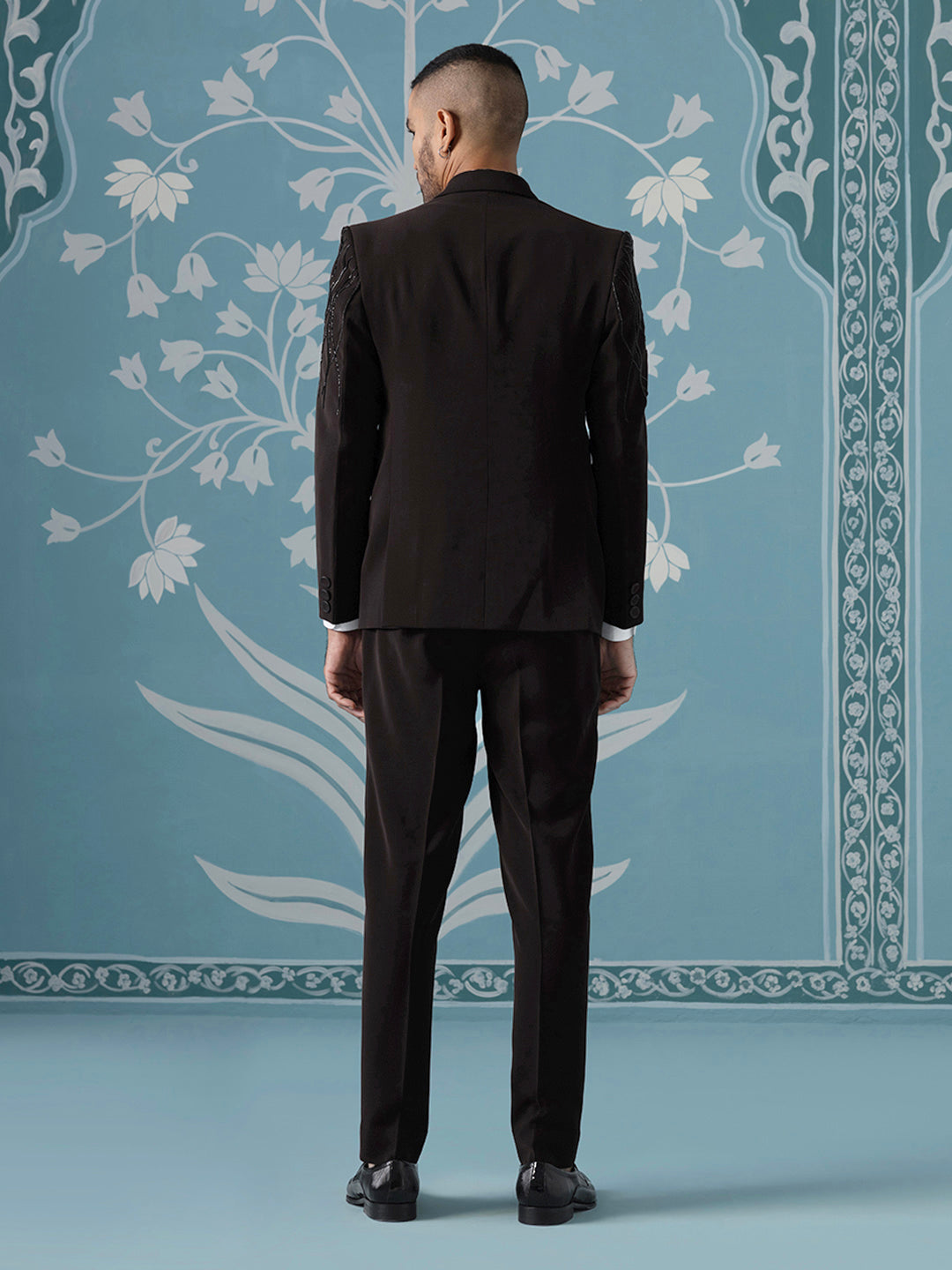 Brown Hand Embroidered Blazer Set