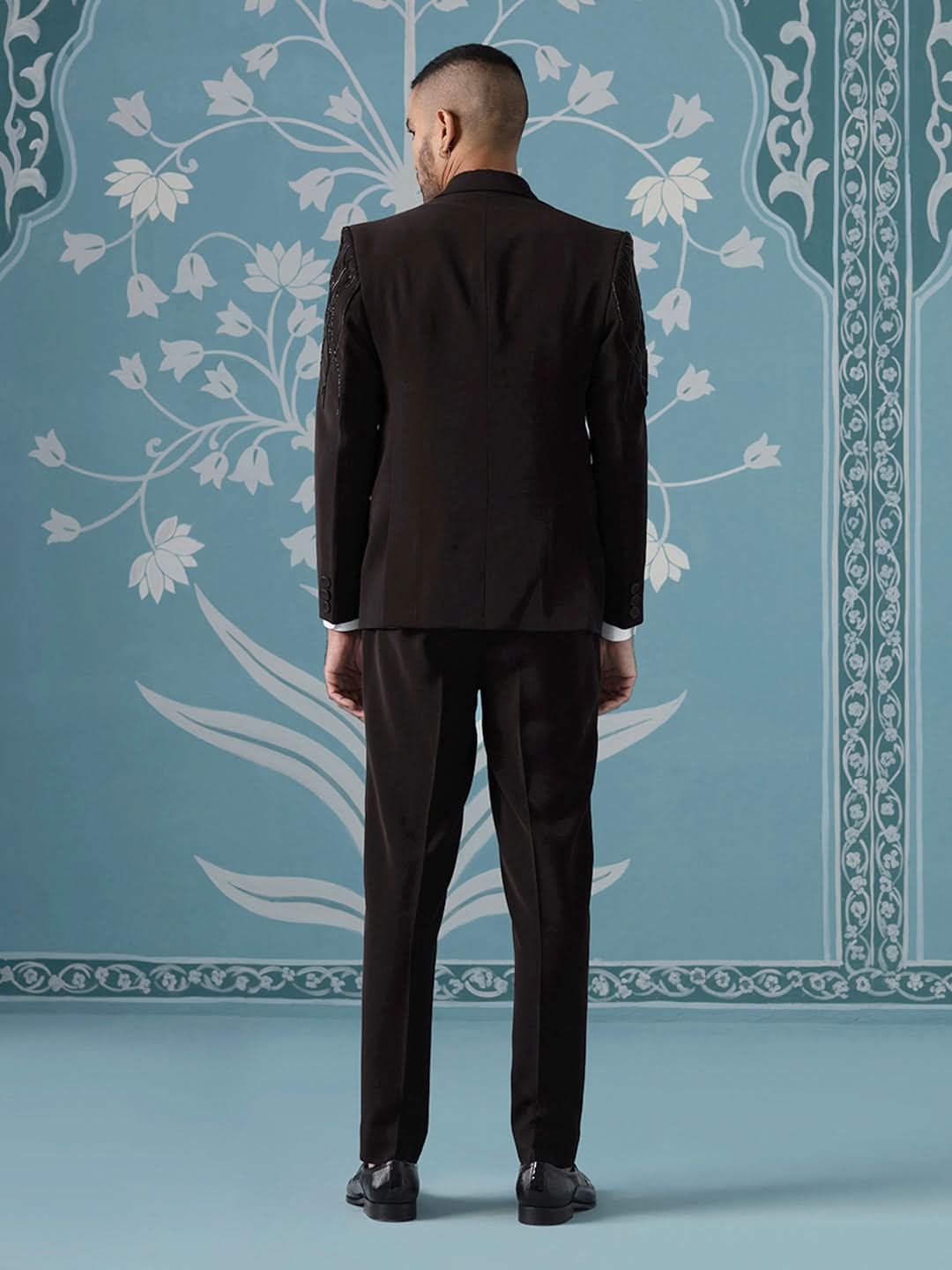 Brown Hand Embroidered Blazer Set