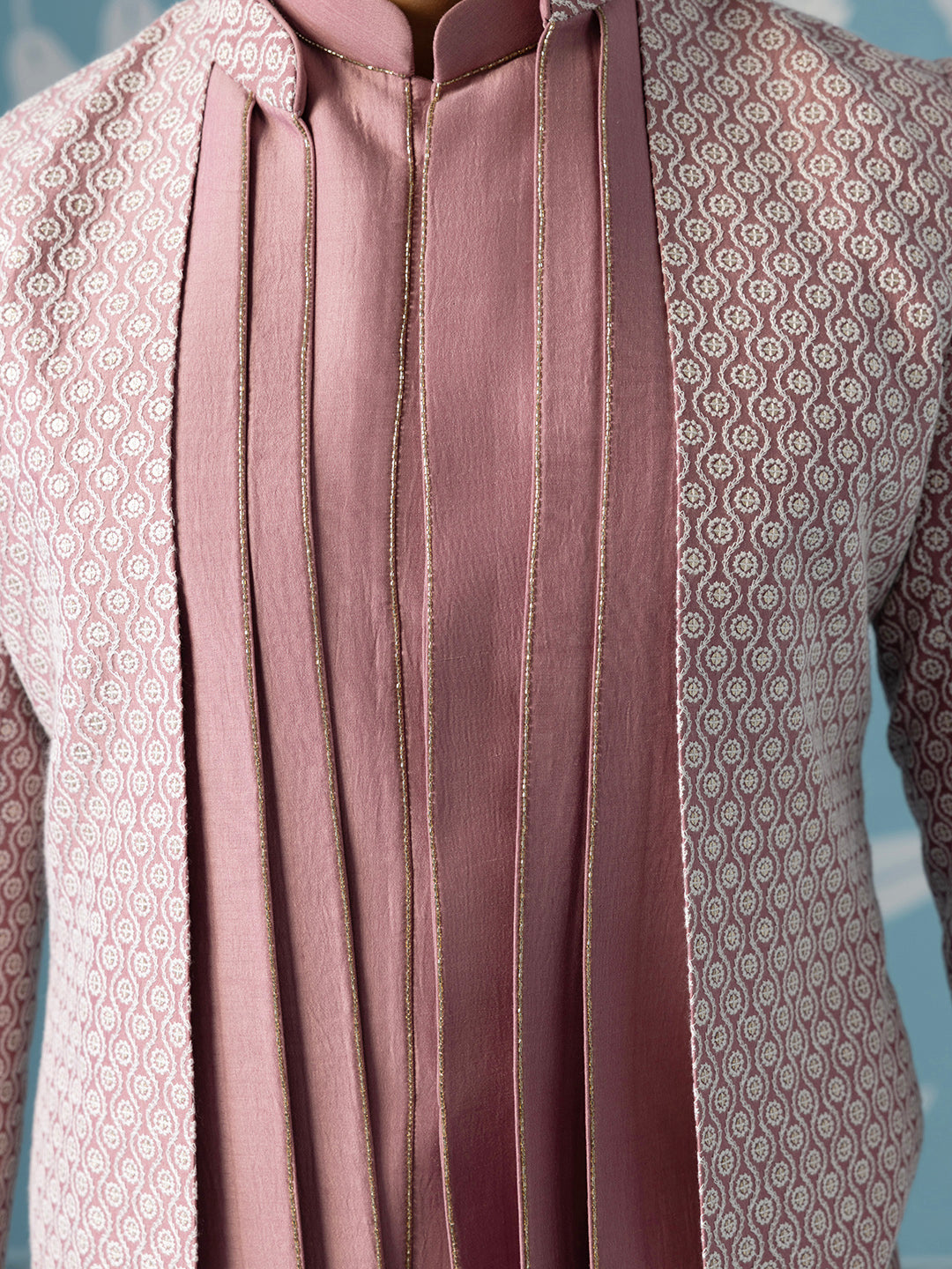 Onion Pink Open Indo with Layered Kurta Set