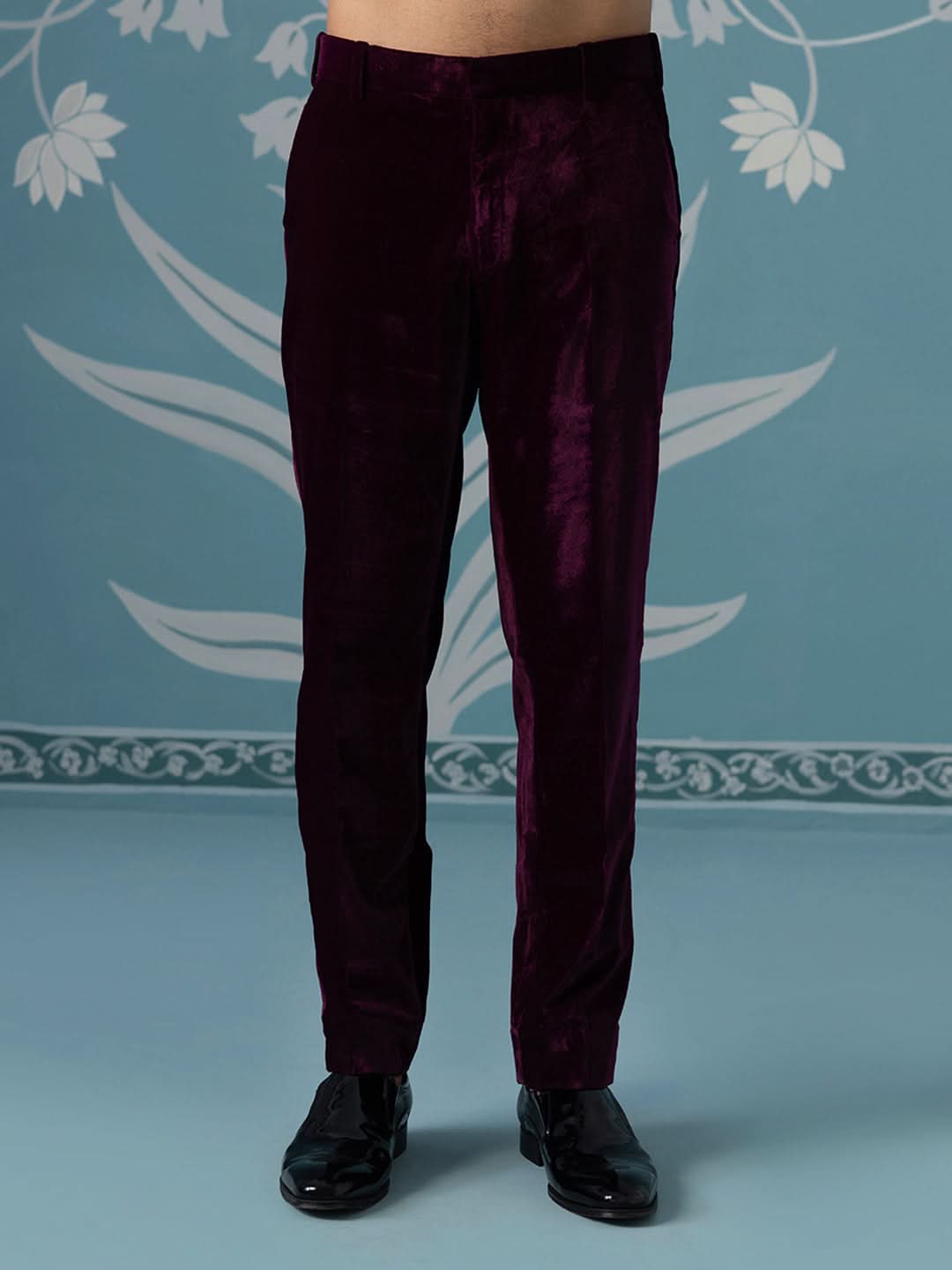 Wine Velvet with Heavy Embroidery Set