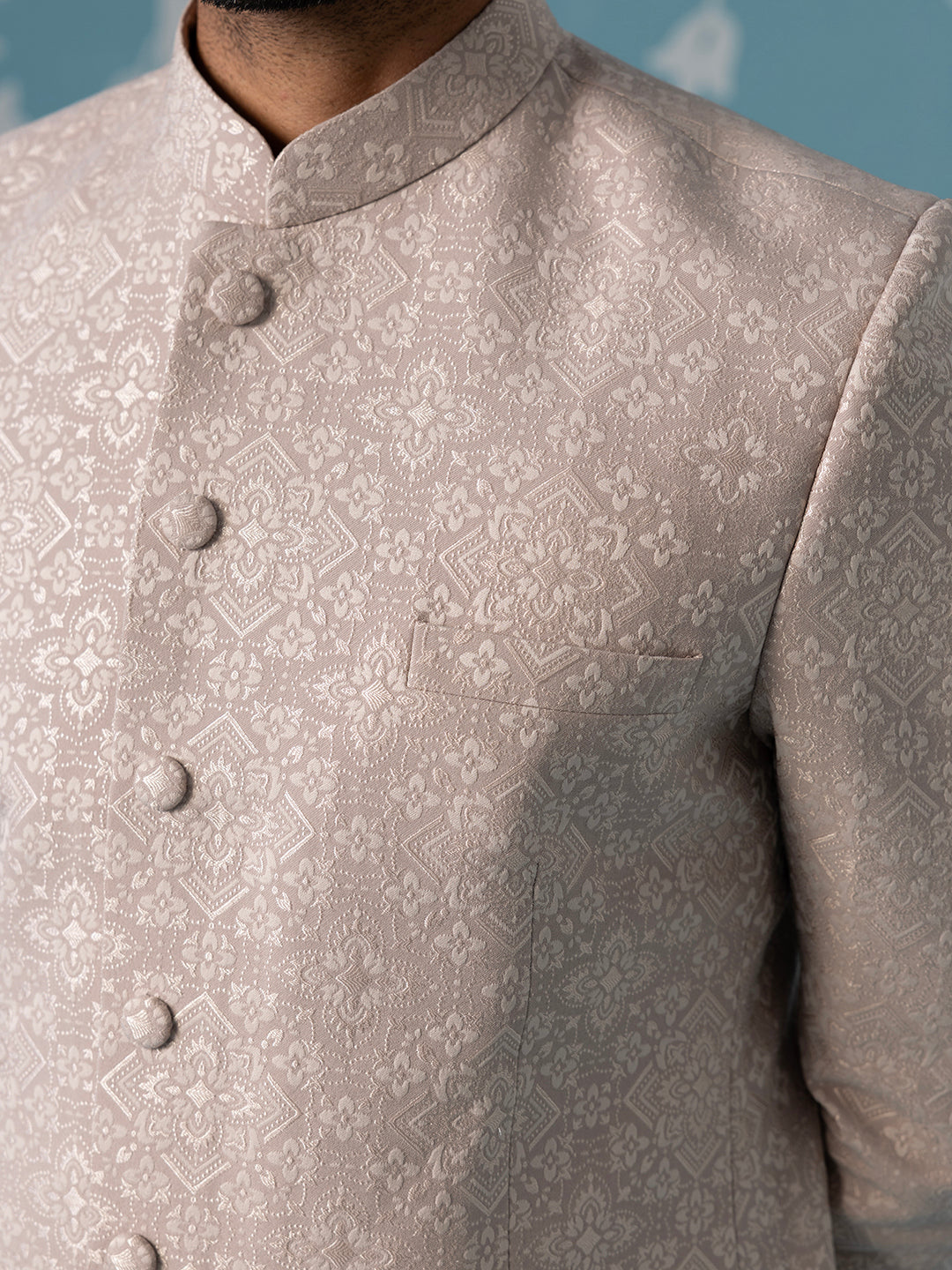 Light Pastel Onion Pink Bandhgala Set