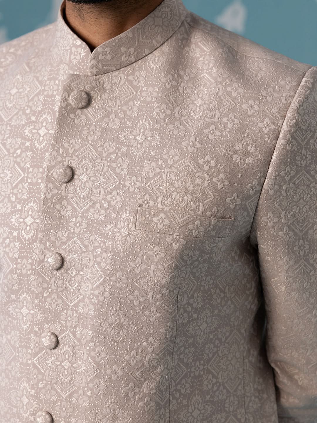 Light Pastel Onion Pink Bandhgala Set