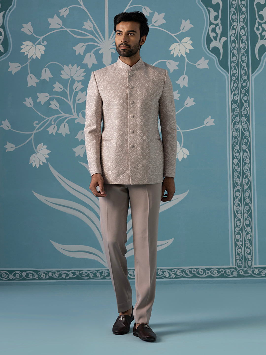 Light Pastel Onion Pink Bandhgala Set