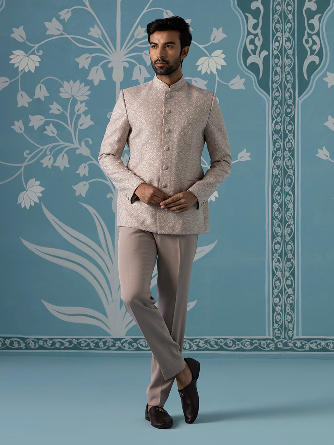 Light Pastel Onion Pink Bandhgala Set