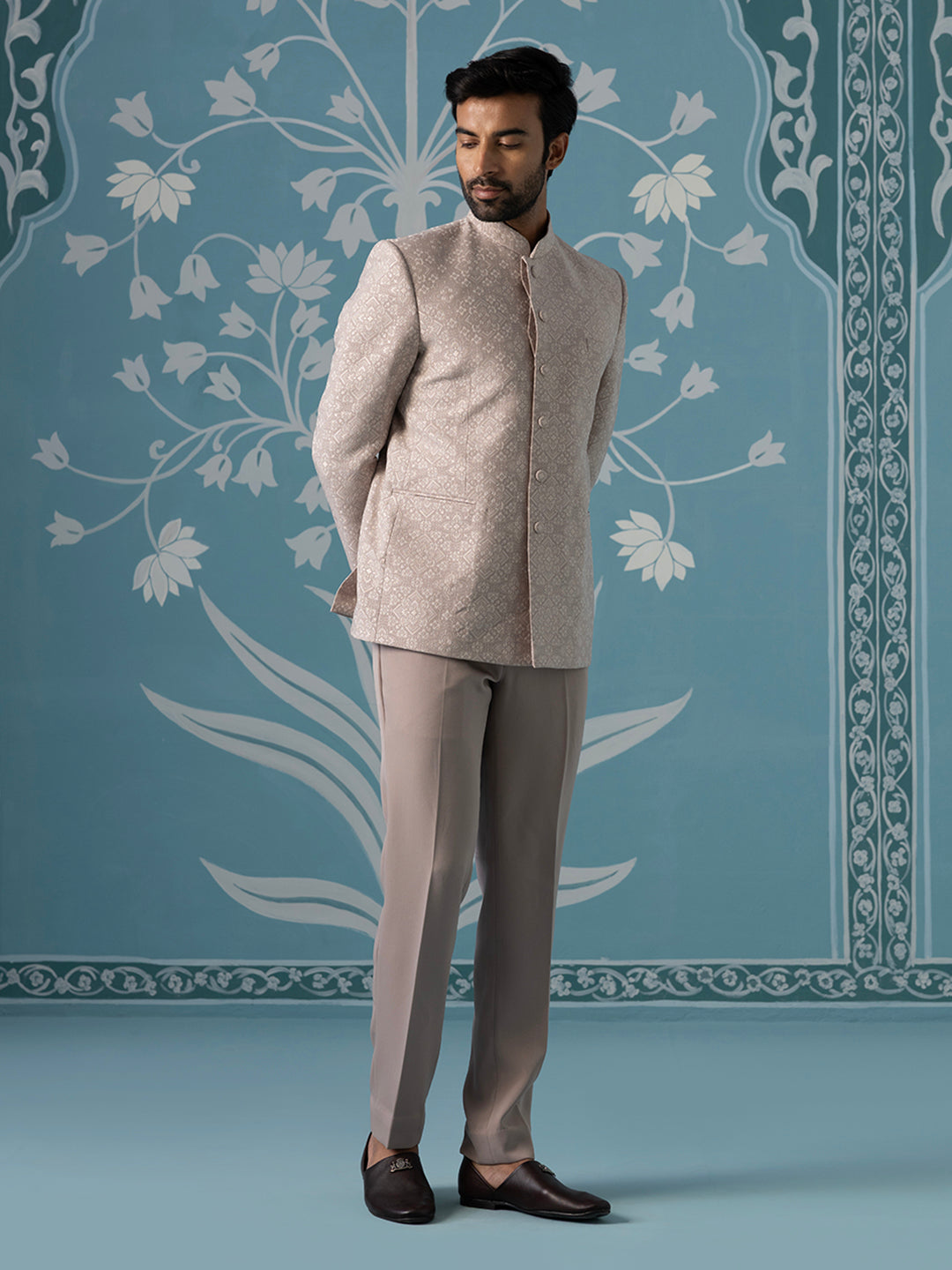 Light Pastel Onion Pink Bandhgala Set