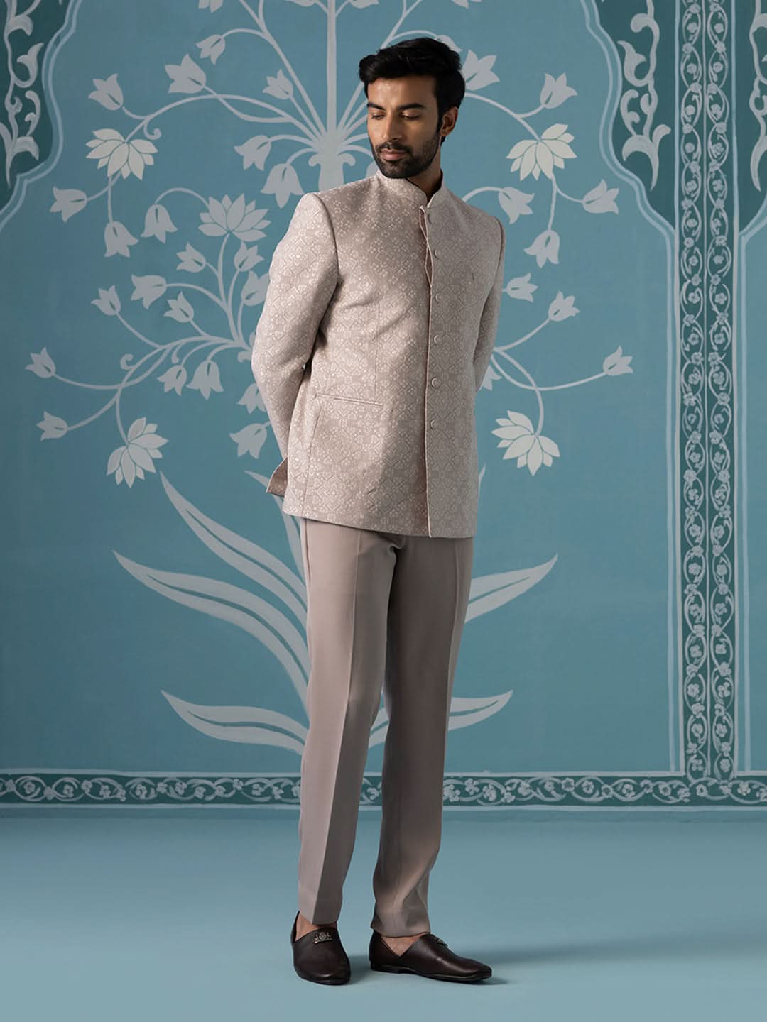 Light Pastel Onion Pink Bandhgala Set