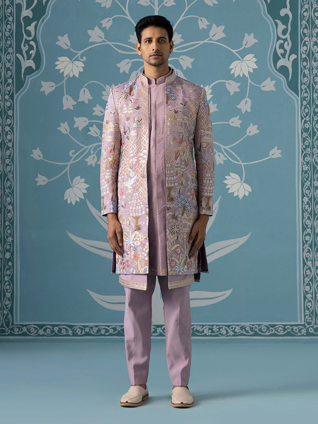 Pastel Lavender Open-Style Layered Indo Set