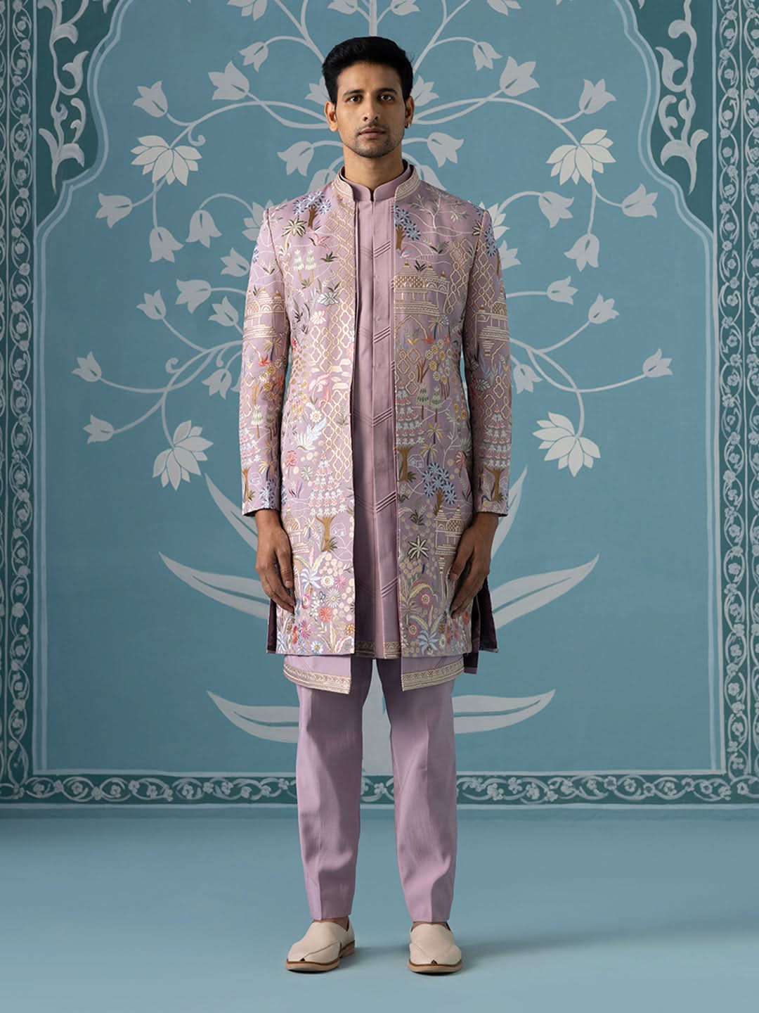 Pastel Lavender Open-Style Layered Indo Set