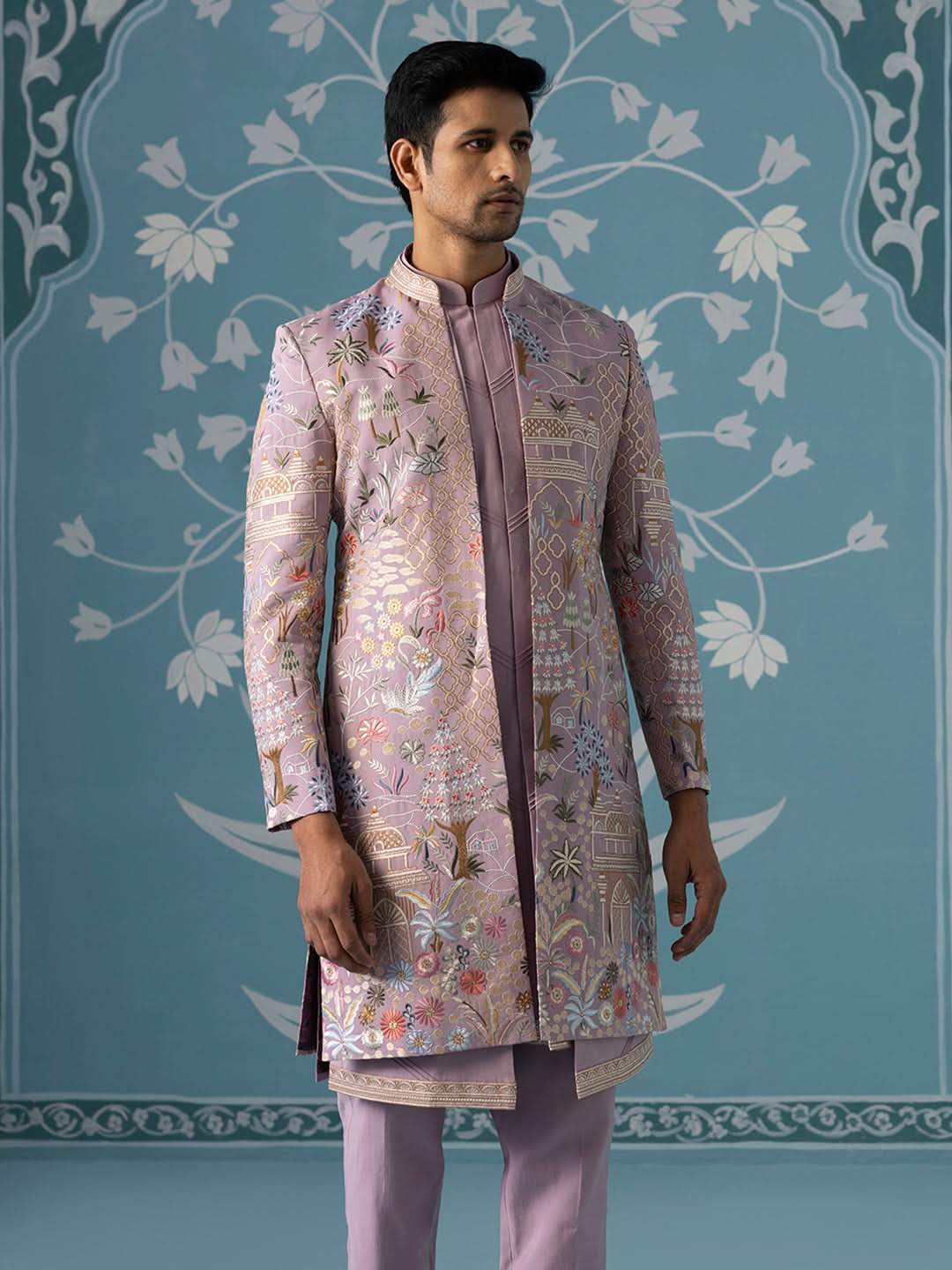 Pastel Lavender Open-Style Layered Indo Set