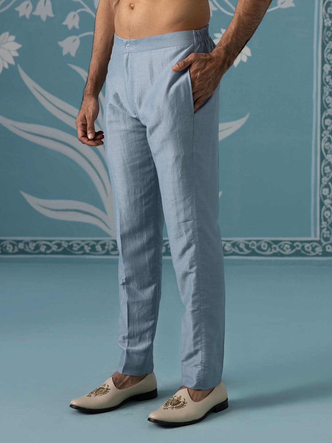 Pastel Blue Embroidered Indo Set