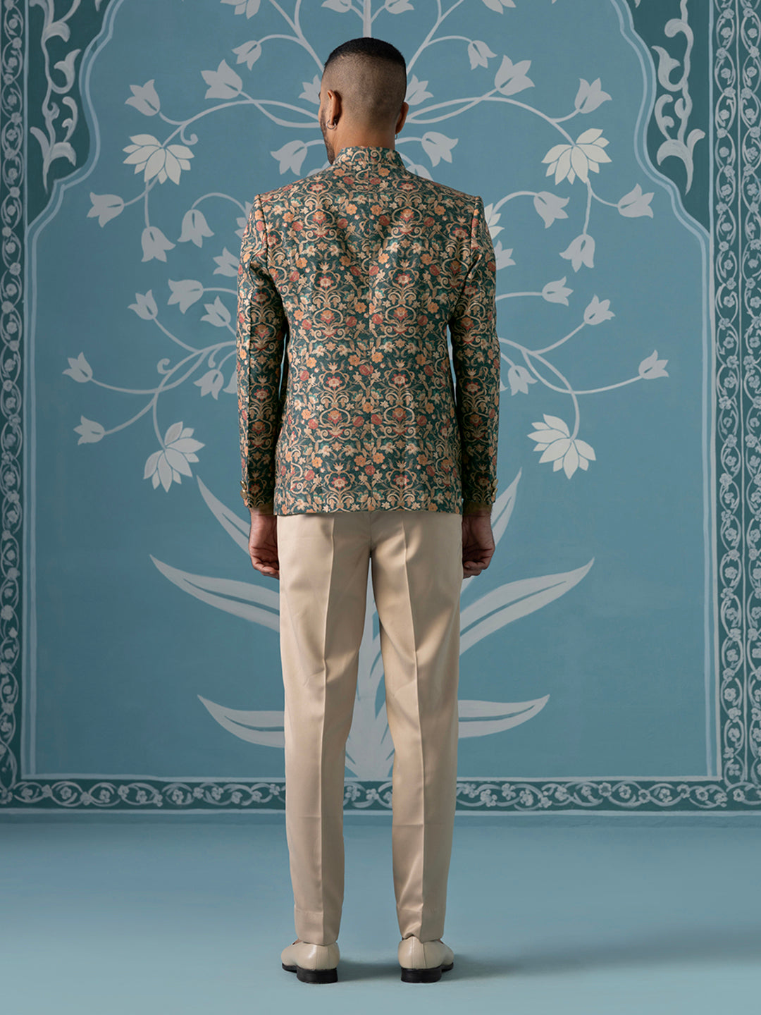 Floral Printed Bandhgala Set