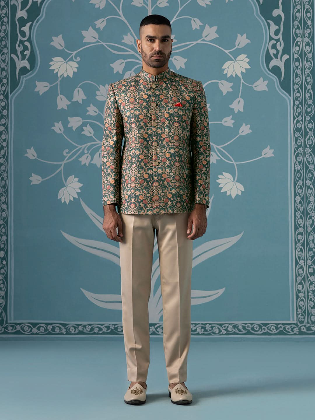 Floral Printed Bandhgala Set