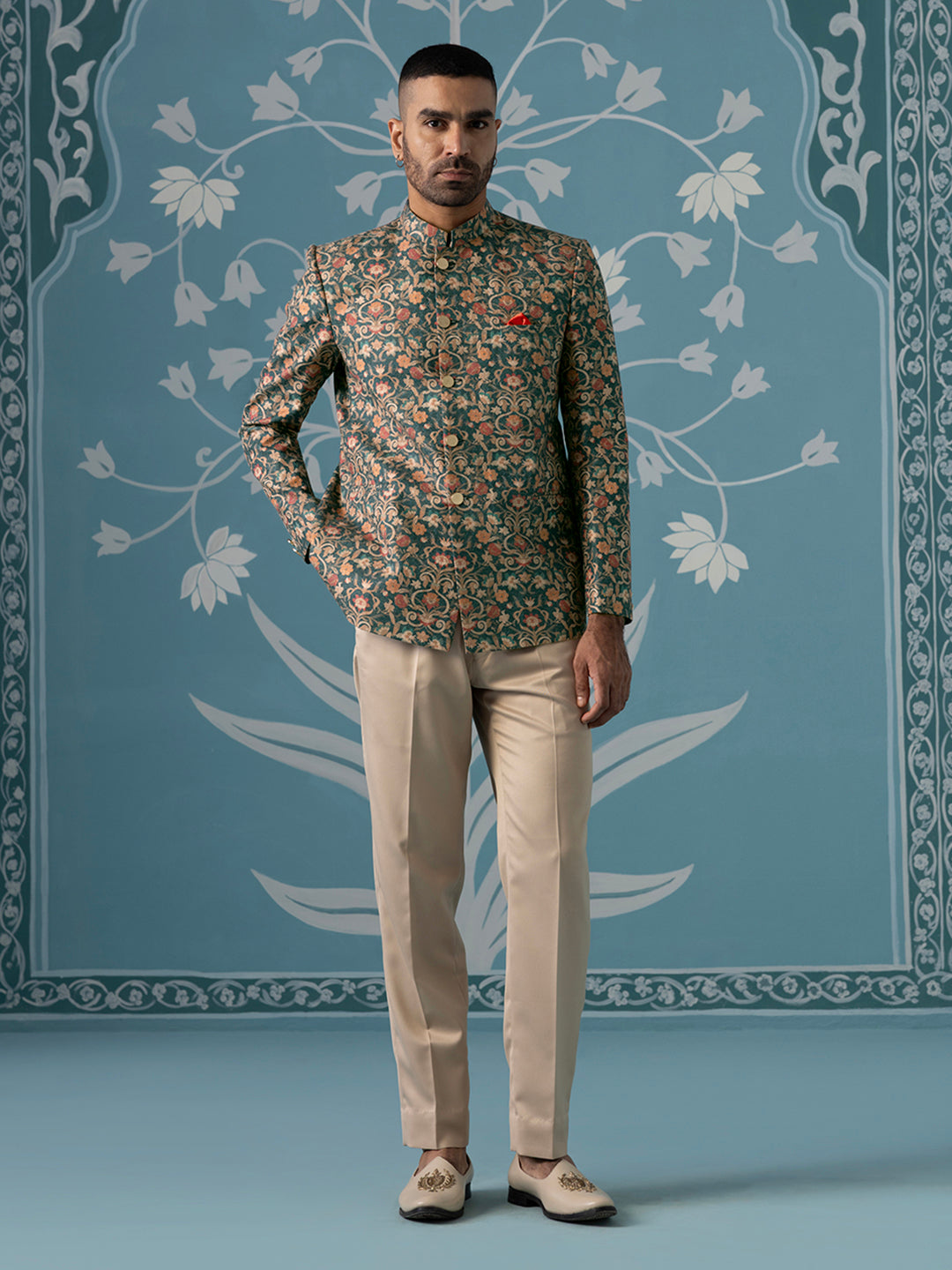 Floral Printed Bandhgala Set