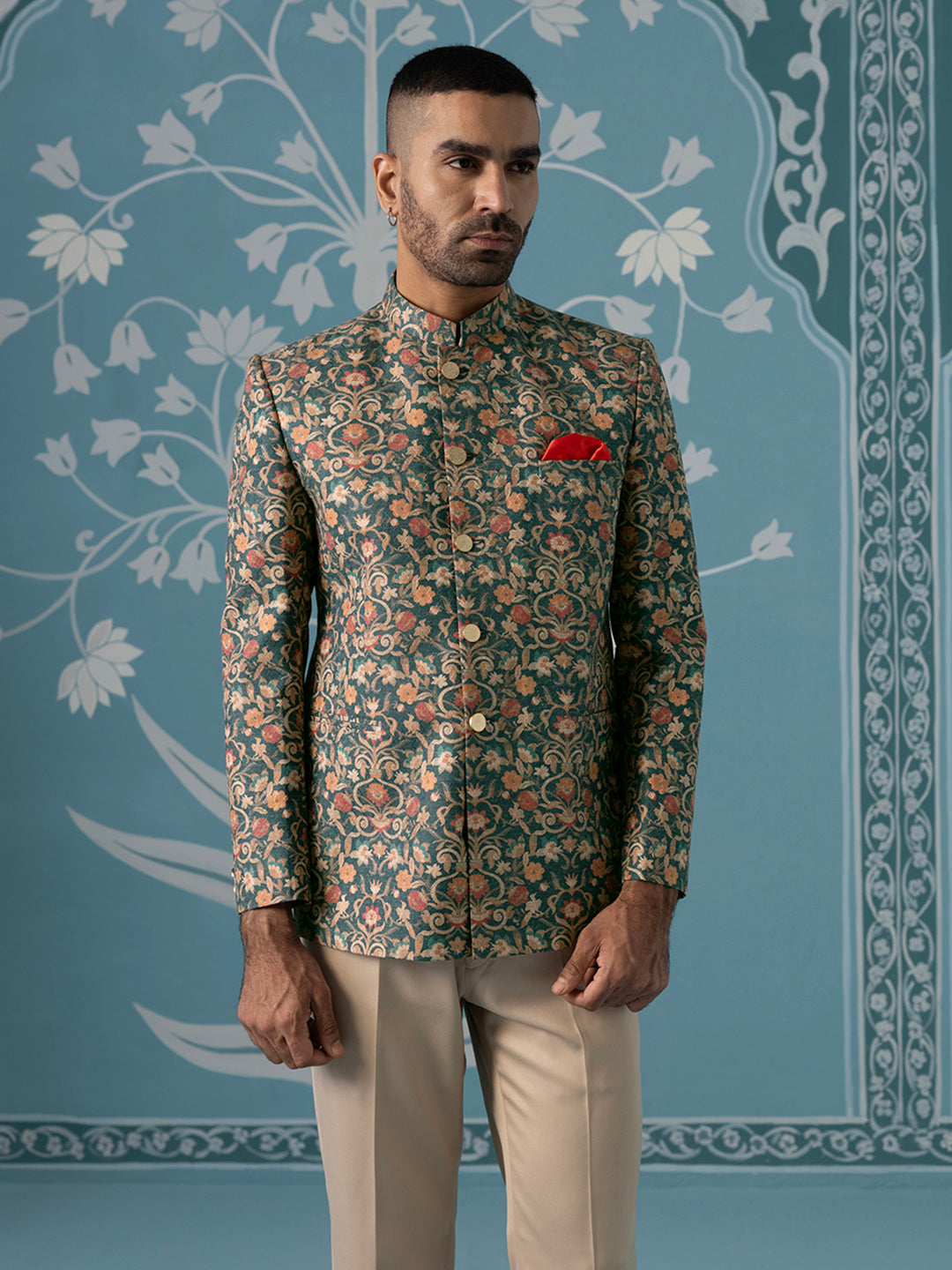 Floral Printed Bandhgala Set