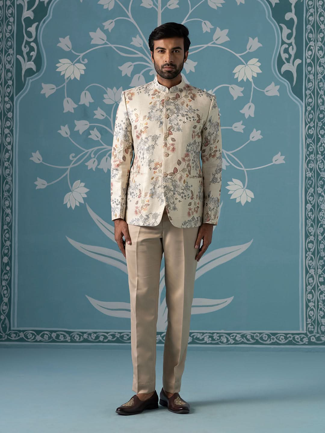 Digital Printed Bandhgala with Machine Touch-Up