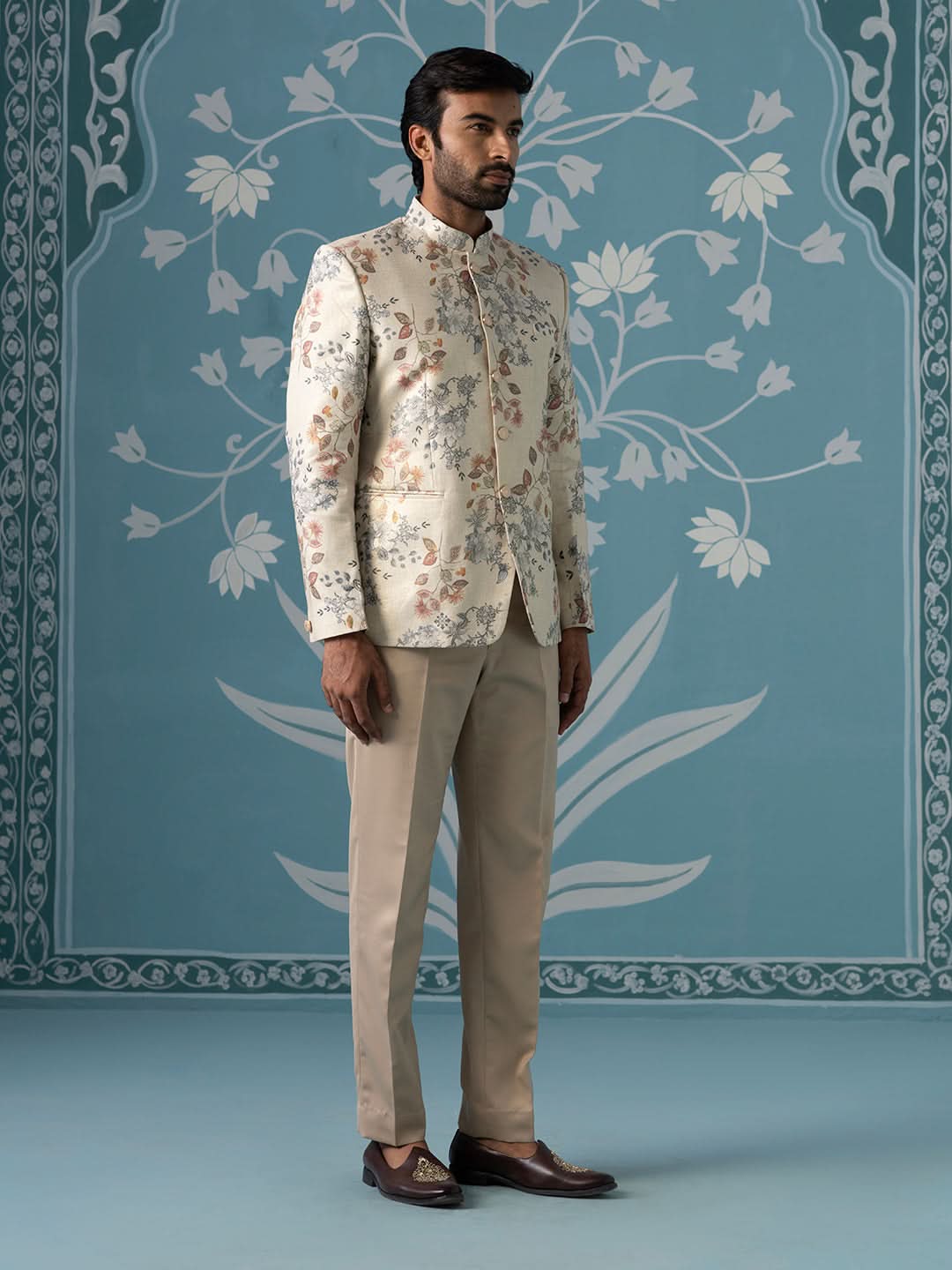 Digital Printed Bandhgala with Machine Touch-Up