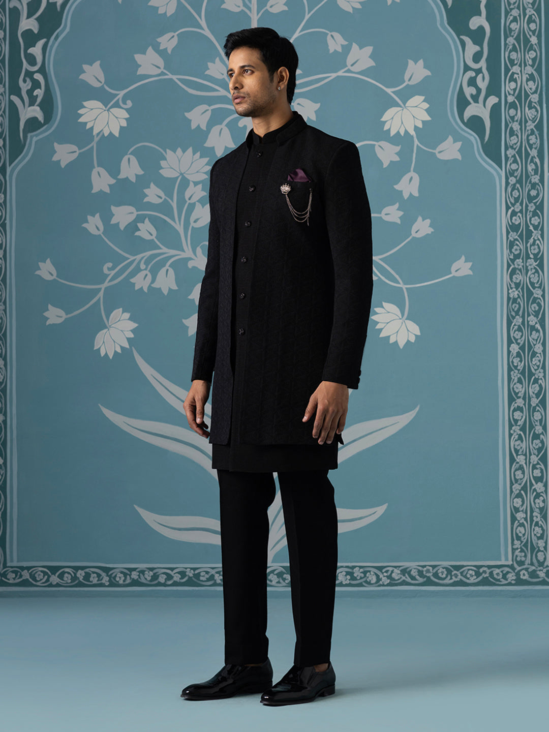 Black Front-Open Indo Kurta Set