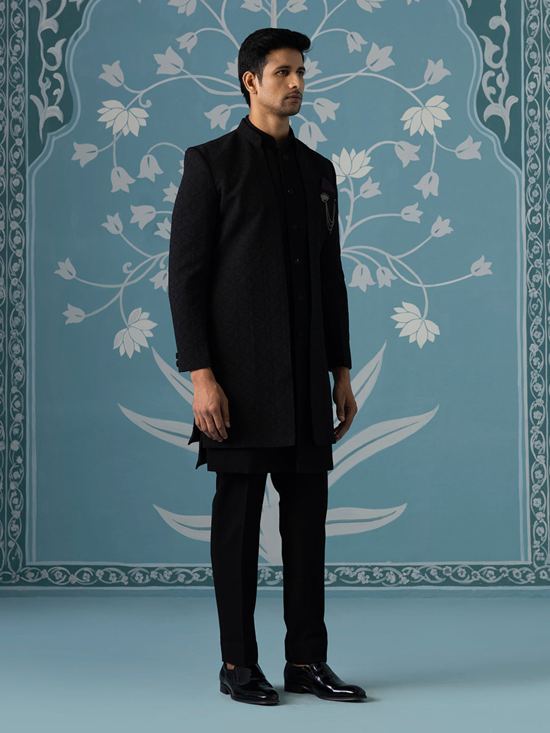 Black Front-Open Indo Kurta Set