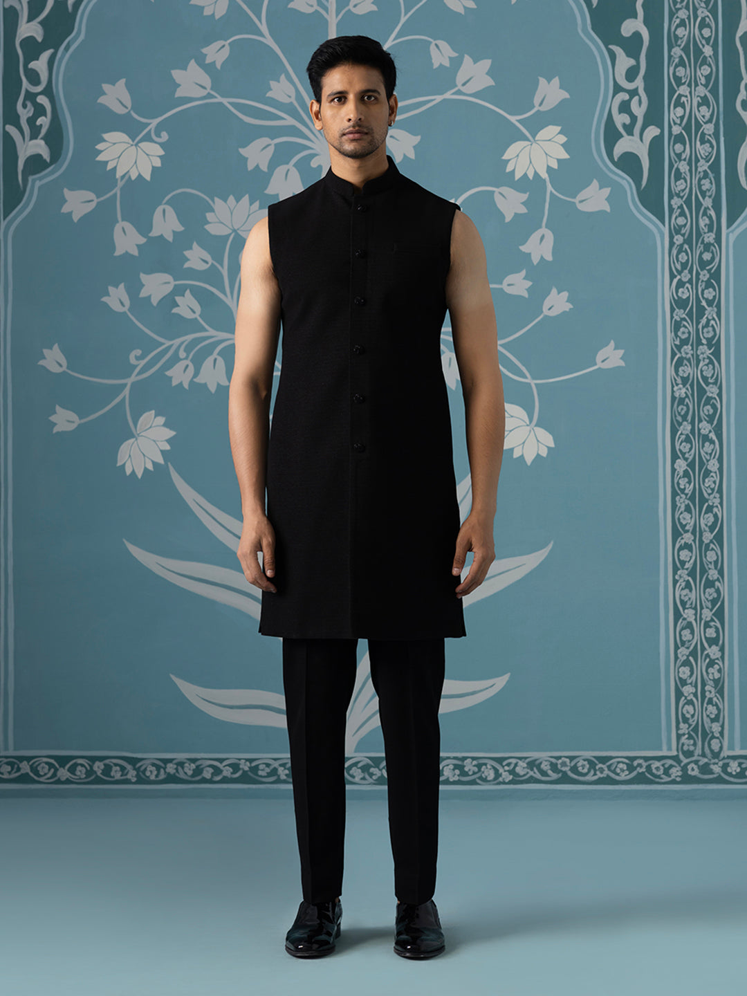 Black Front-Open Indo Kurta Set
