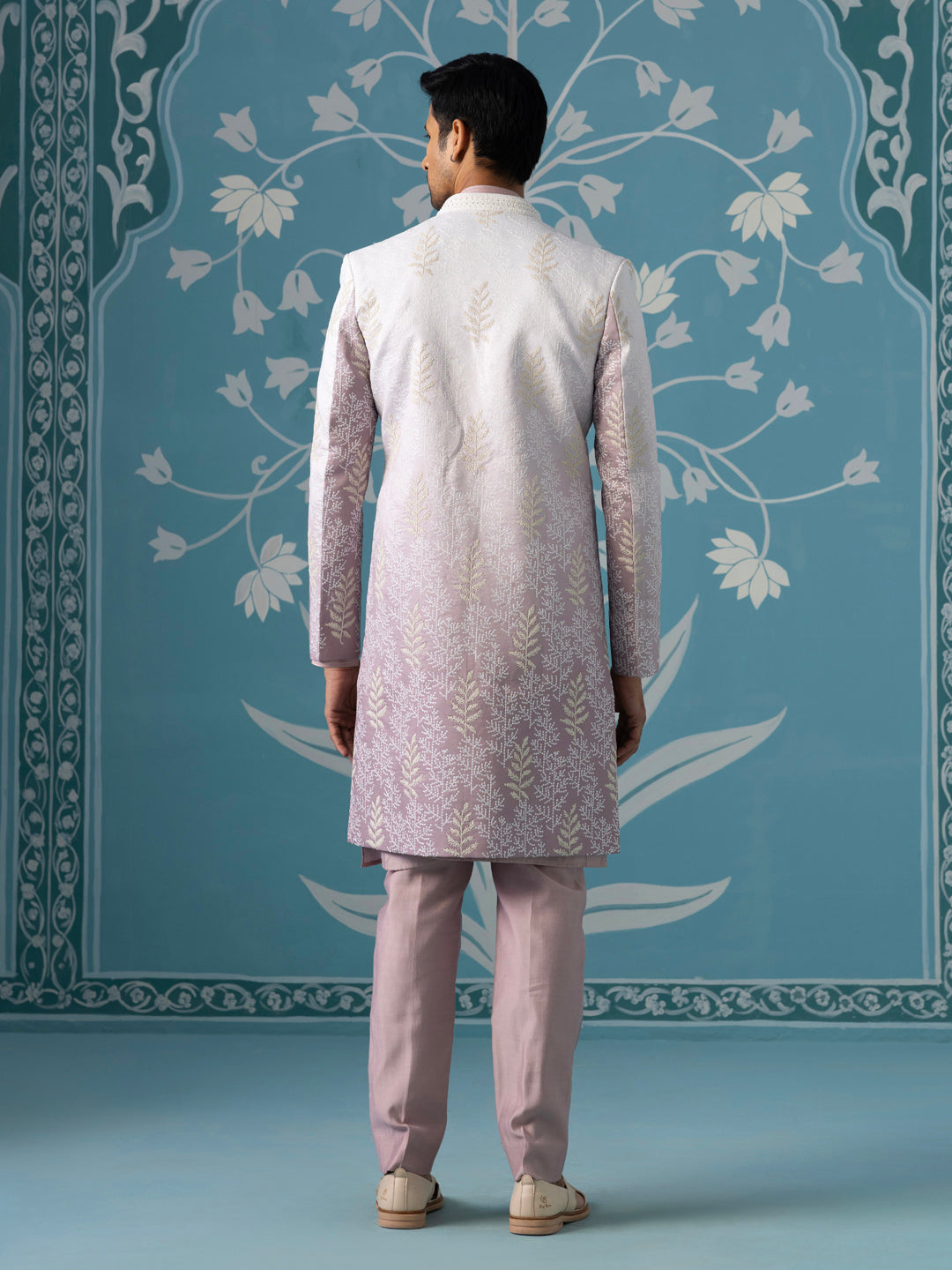 Open Indo Set in Autumn Rust Gradient with White Sequin Detailing