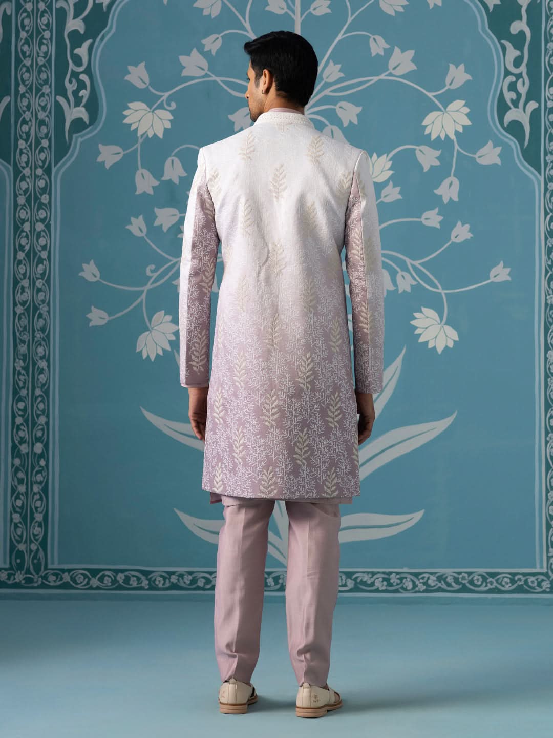 Open Indo Set in Autumn Rust Gradient with White Sequin Detailing