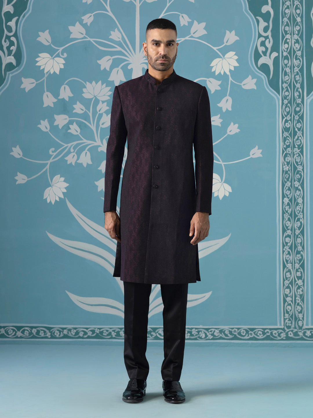 Dark Wine Closed Indo-Western Set