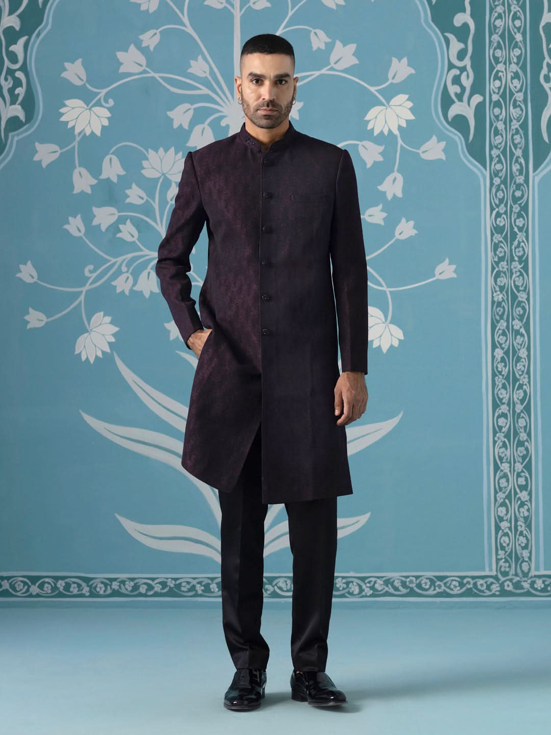 Dark Wine Closed Indo-Western Set